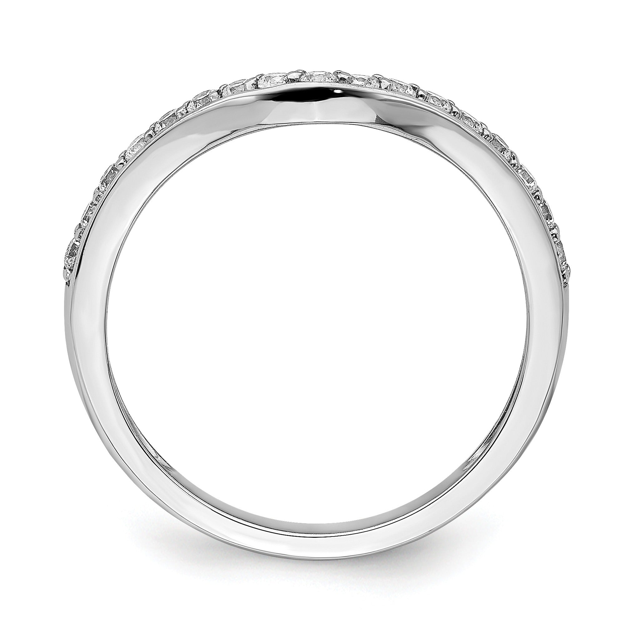 Round Lab Grown Diamond Pavé 14K White Gold Curved Ring Guard Enhancer Band