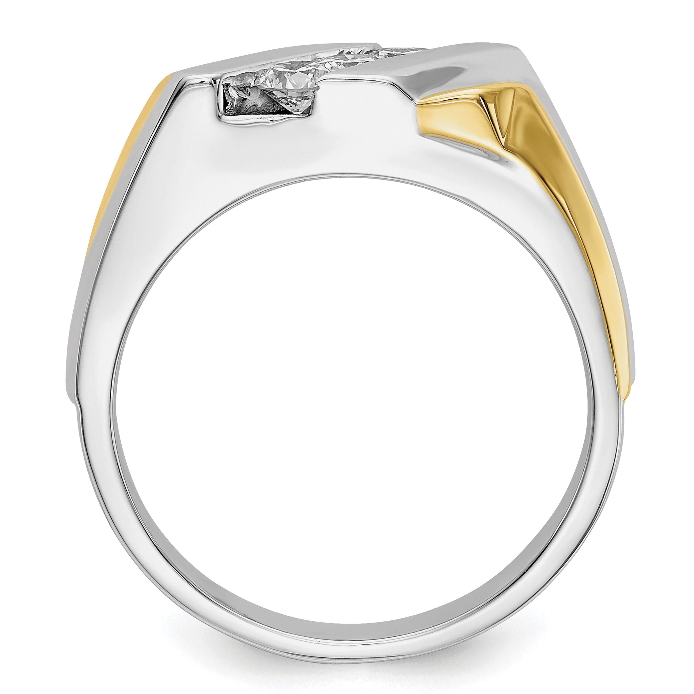 1/2 ct Lab Grown Diamond Three Stone Men's Ring 14k Two-tone