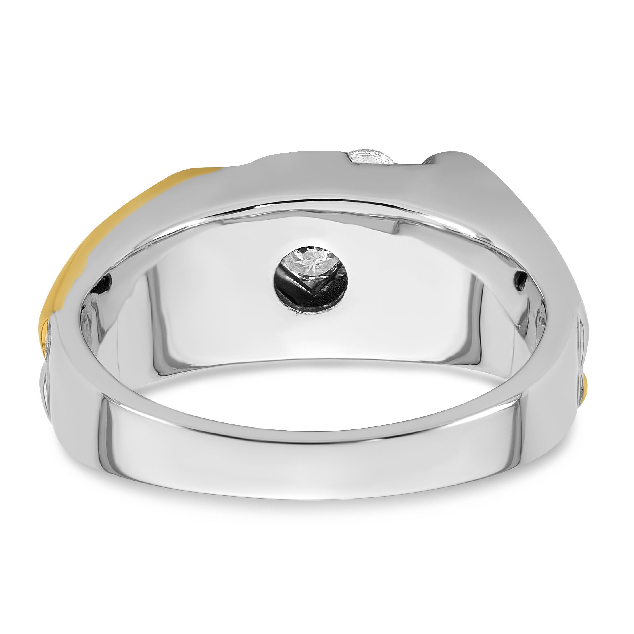 1/2 ct Lab Grown Diamond Three Stone Men's Ring 14k Two-tone
