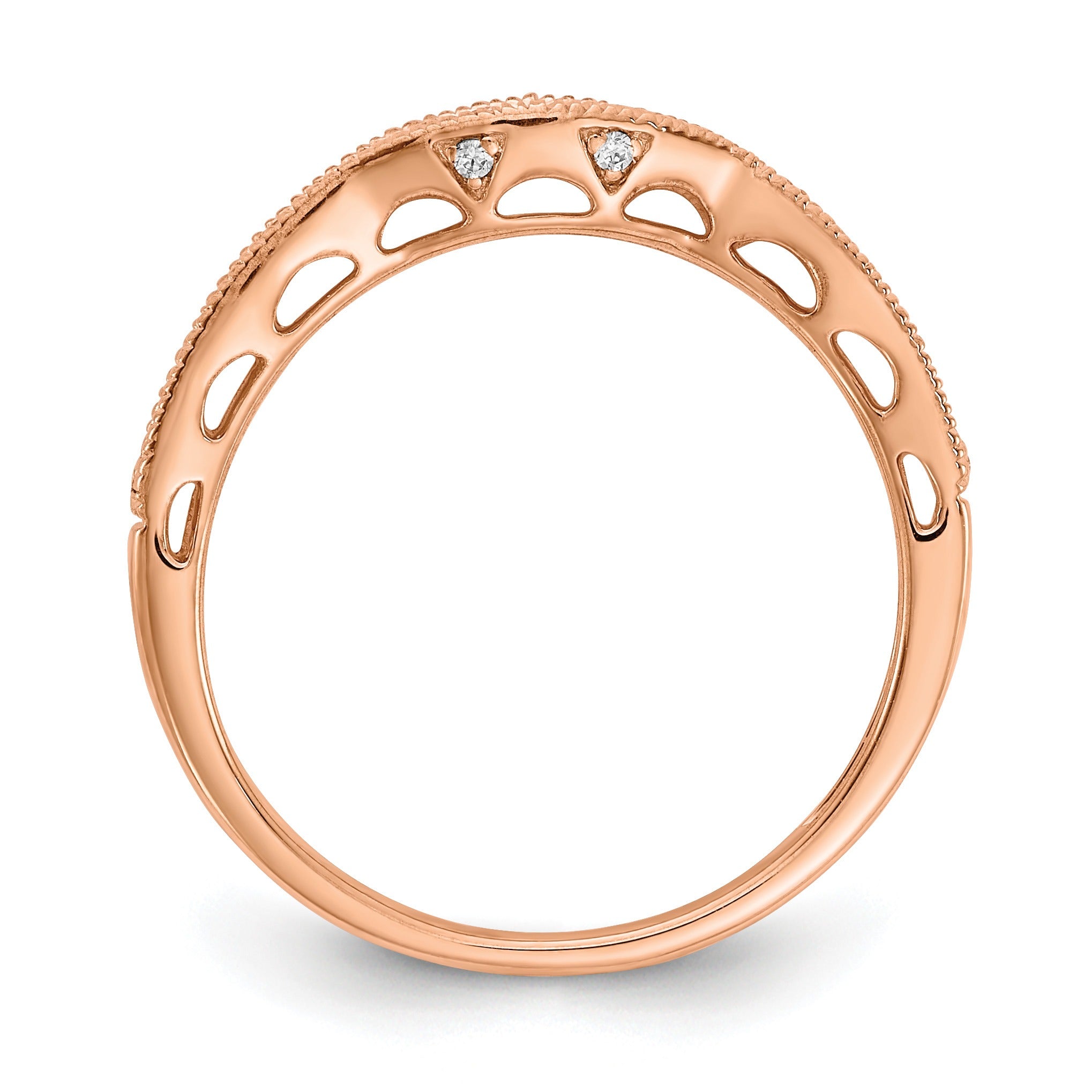0.25 Ct Round Lab Diamond Channel 10K Rose Gold Curved Wedding Enhancer Band