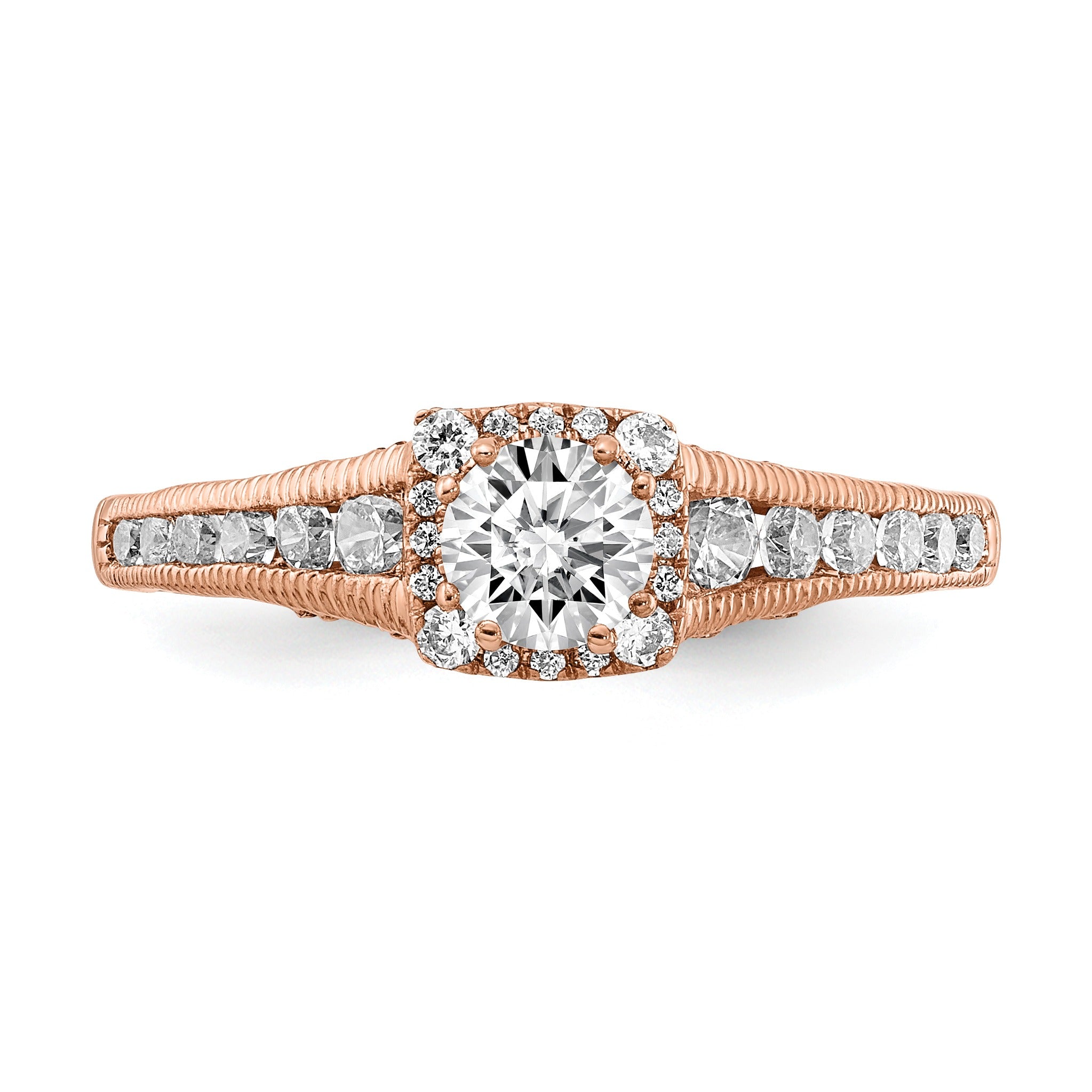14k Rose Gold Lab Grown Diamond Petite Halo Engagement Ring