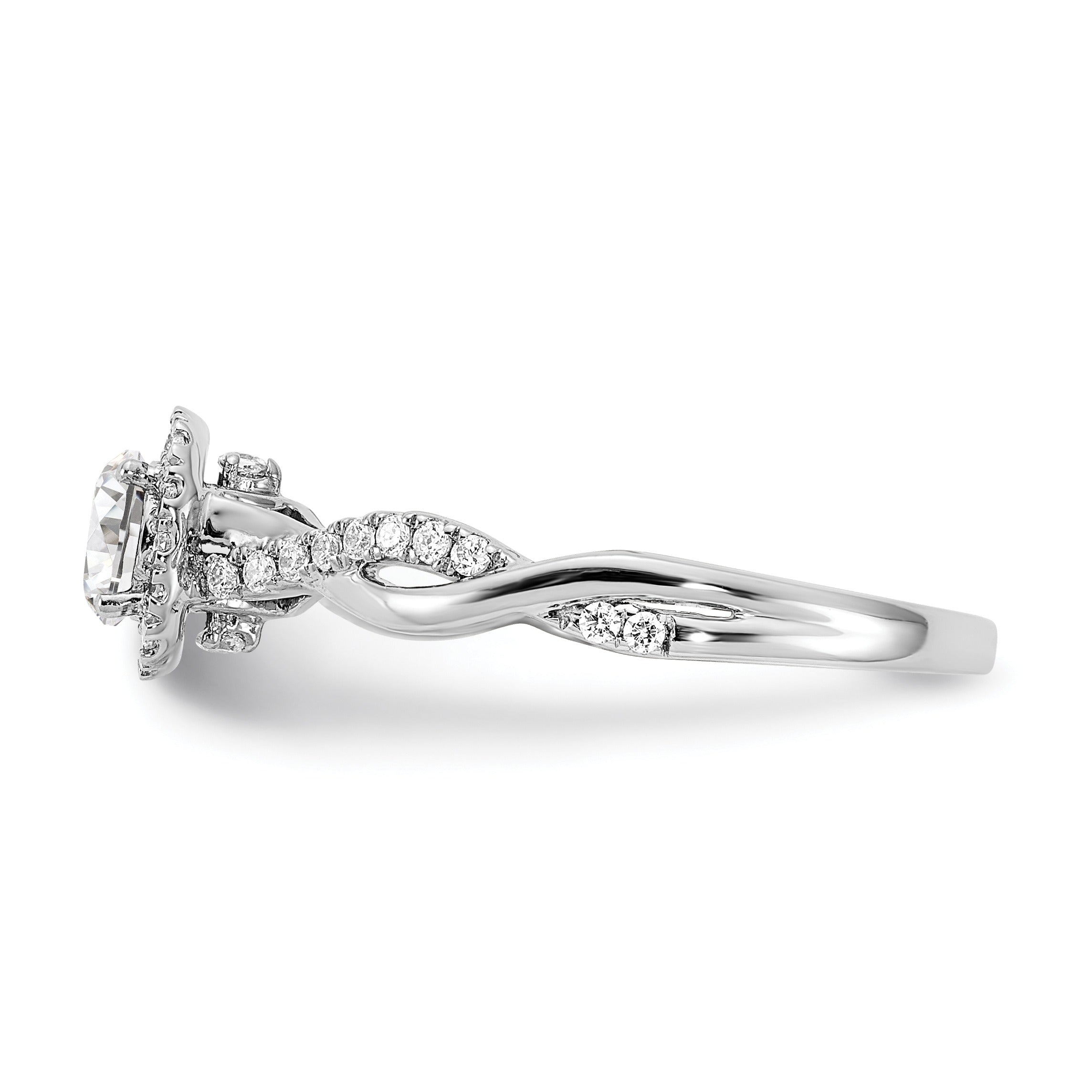 Lab Grown Diamond Criss Cross Halo Engagement Ring