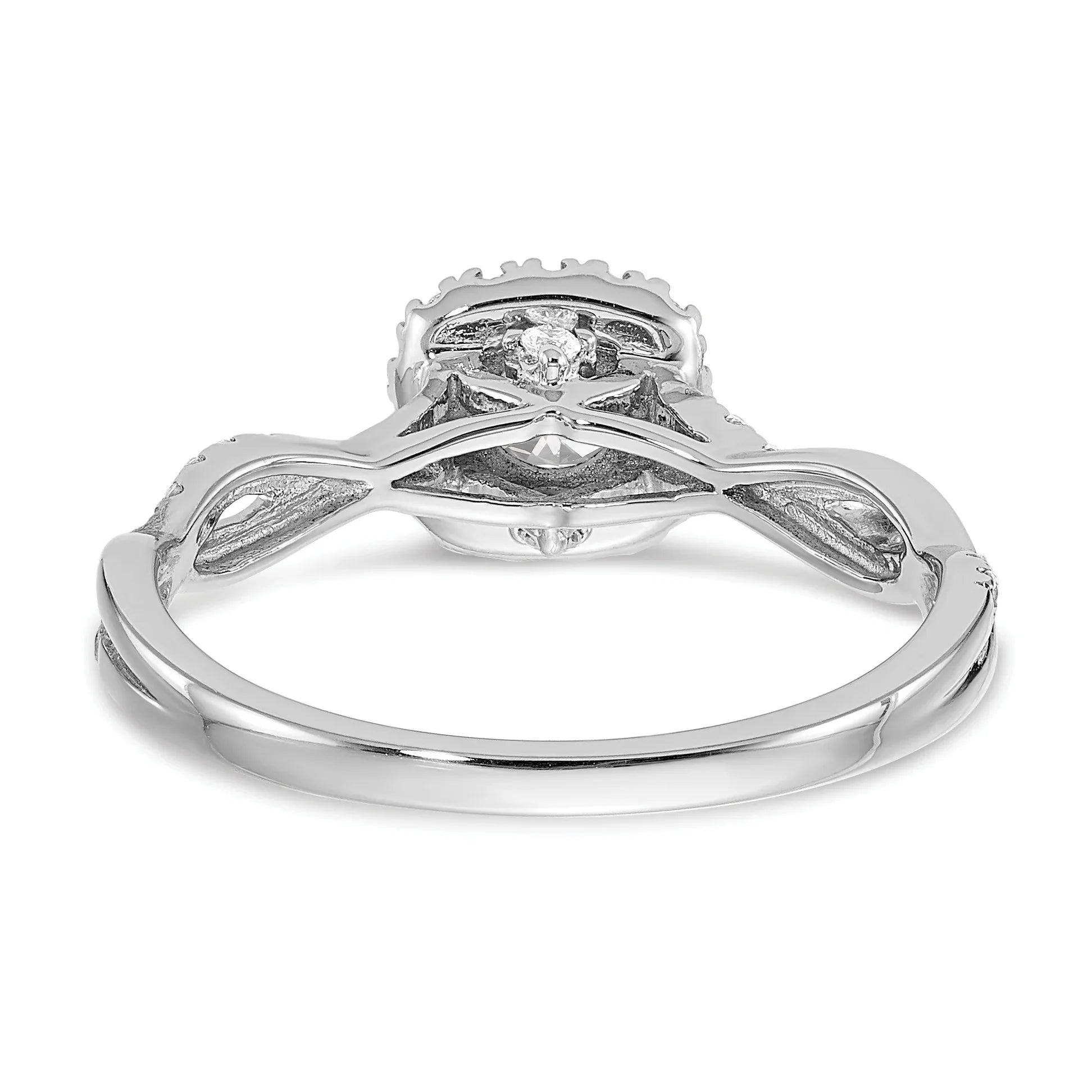 White Gold Lab Grown Diamond Criss Cross Halo Engagement Ring 0.6 ct - Fine Diamond