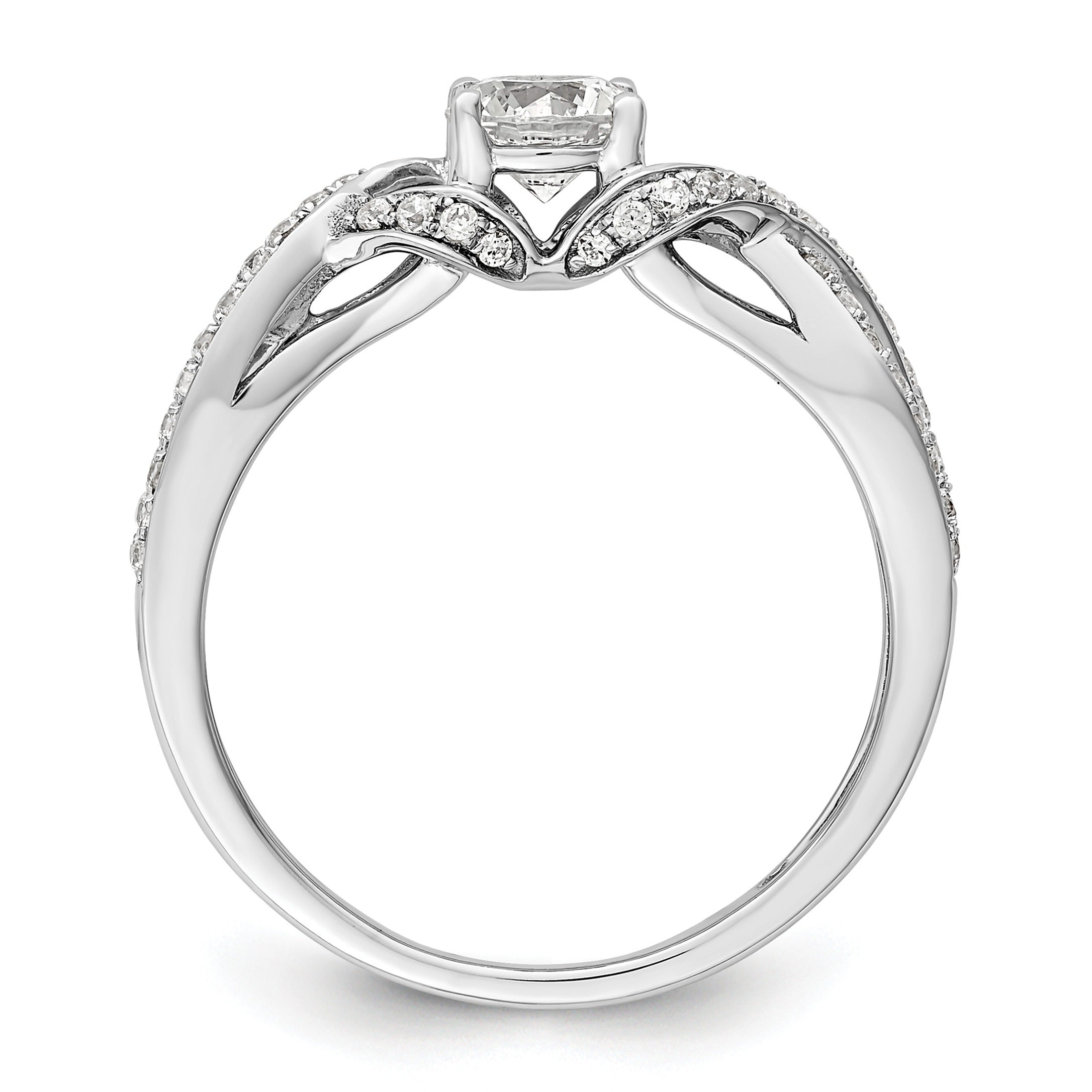 10k White Gold Lab Grown Diamond Twist Bypass Engagment Ring 0.7 Ct
