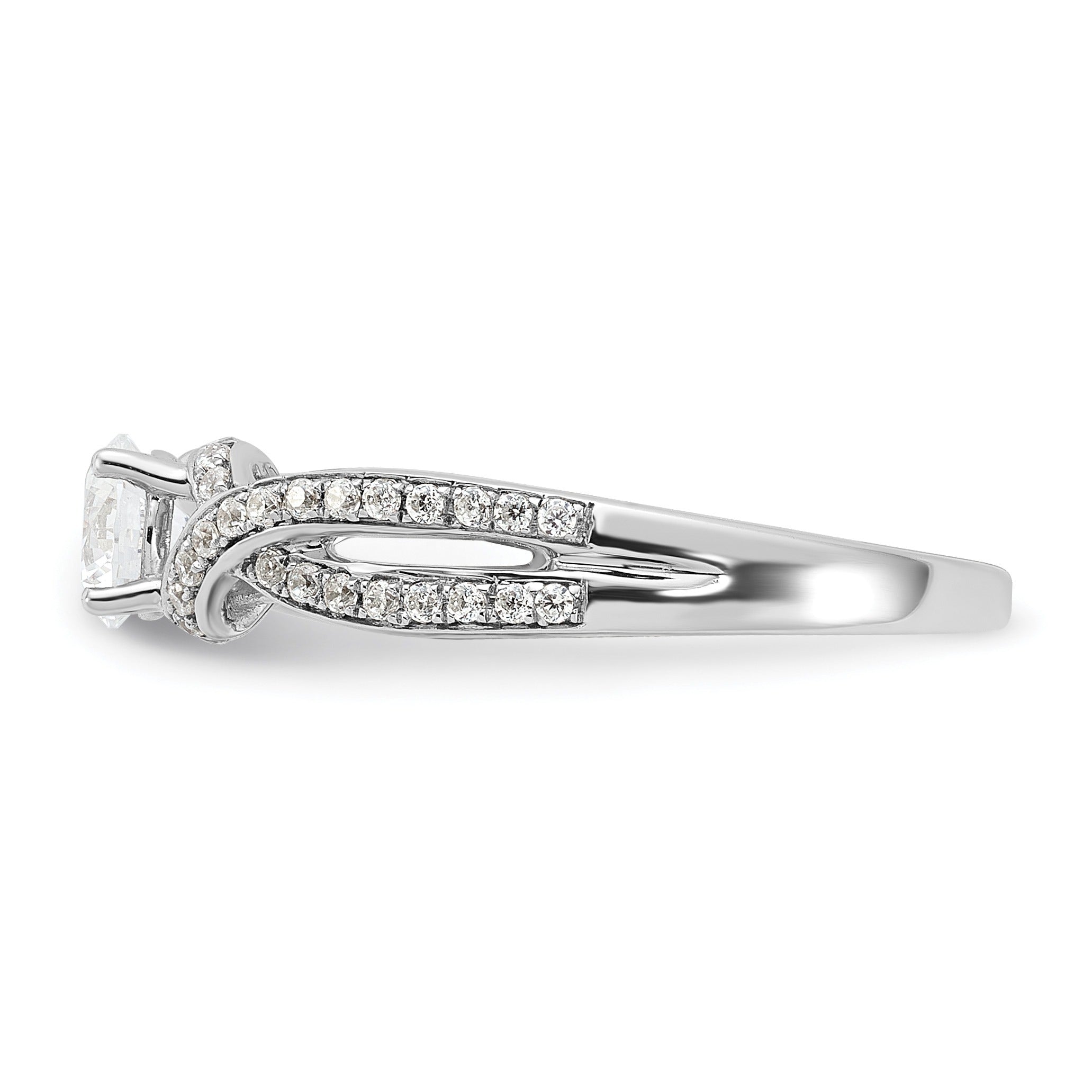 10k White Gold Lab Grown Diamond Twist Bypass Engagment Ring 0.7 Ct