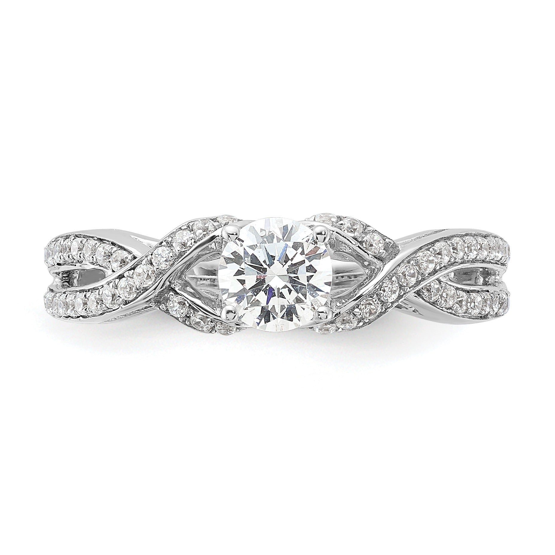 10k White Gold Lab Grown Diamond Twist Bypass Engagment Ring 0.7 Ct