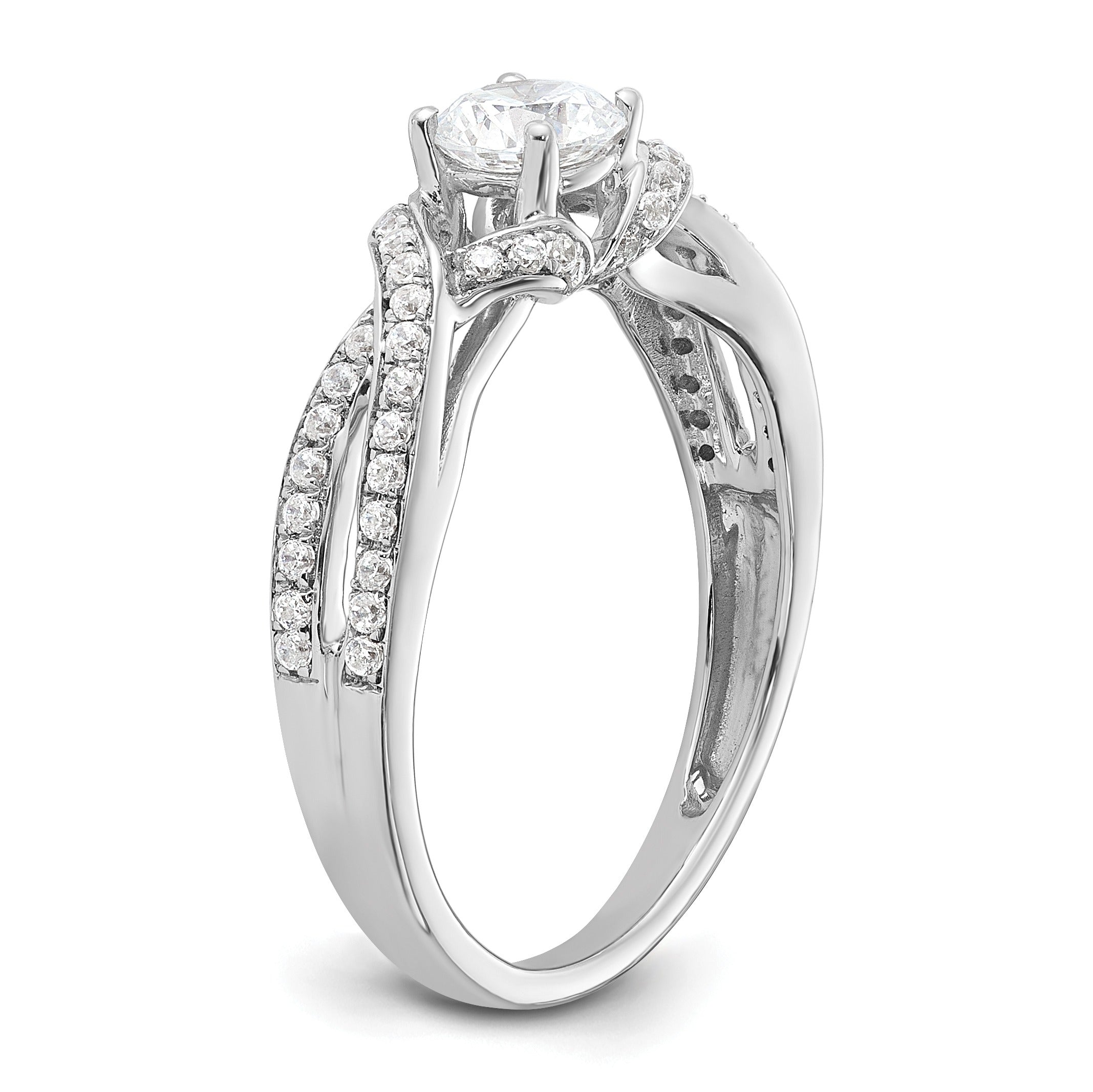 14k White Gold Lab Grown Diamond Twist Bypass Engagment Ring