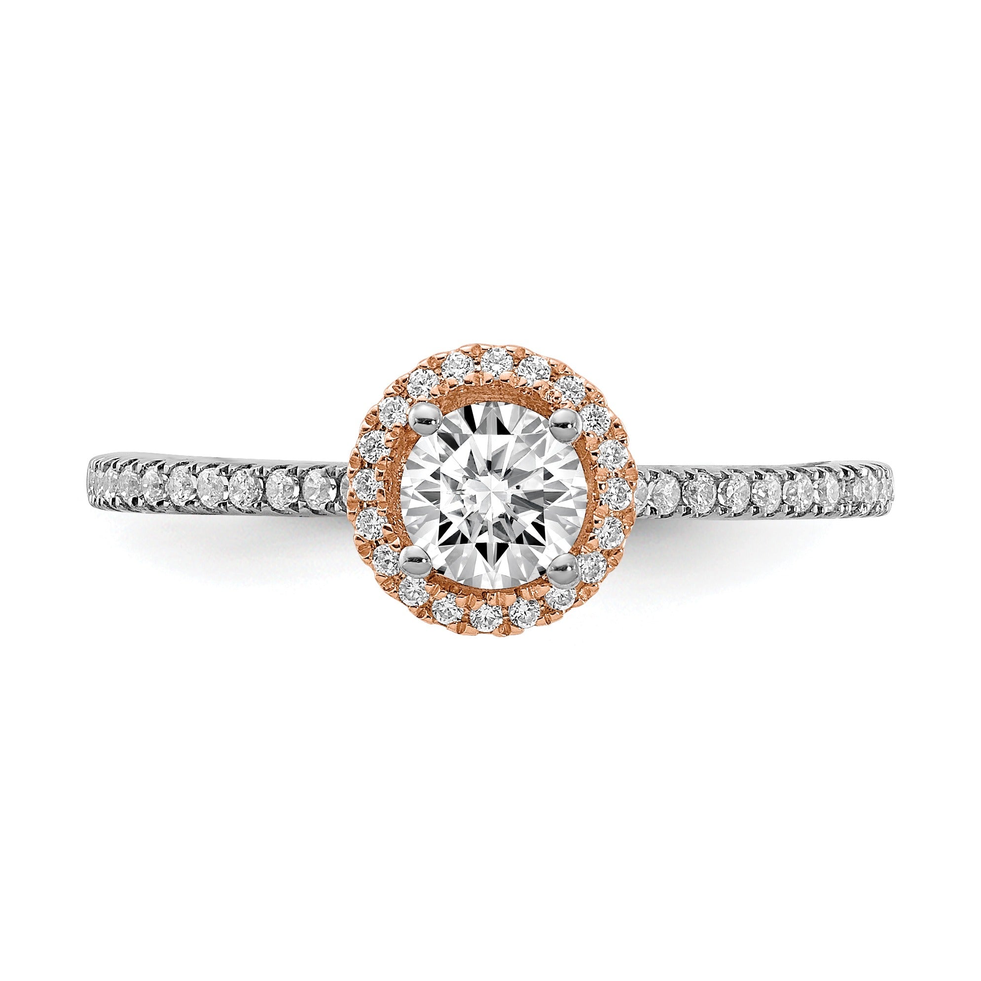 Lab Grown Diamond Round Halo Pave Engagement Ring