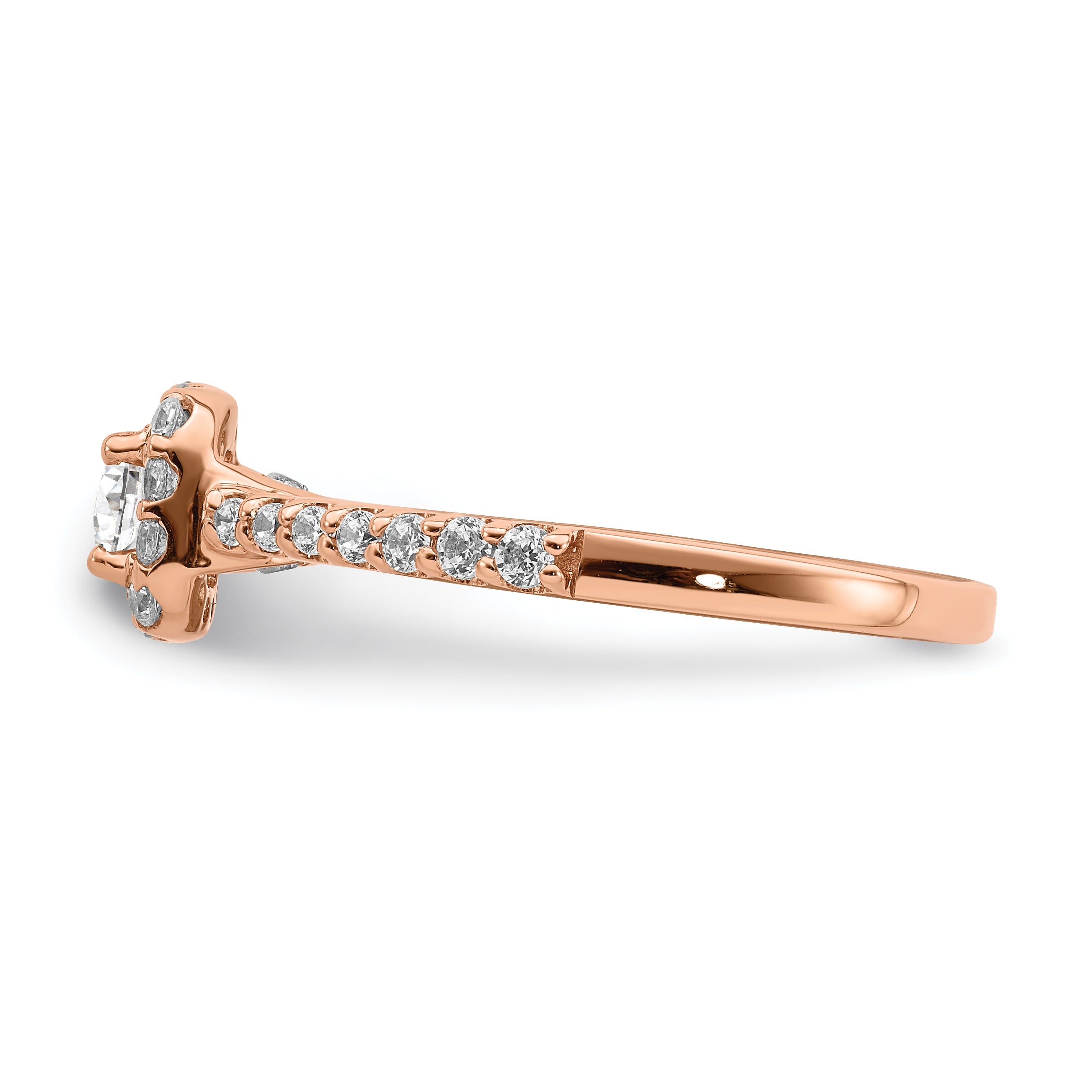 14k Rose Gold Lab Grown Diamond Round Halo Engagement Ring