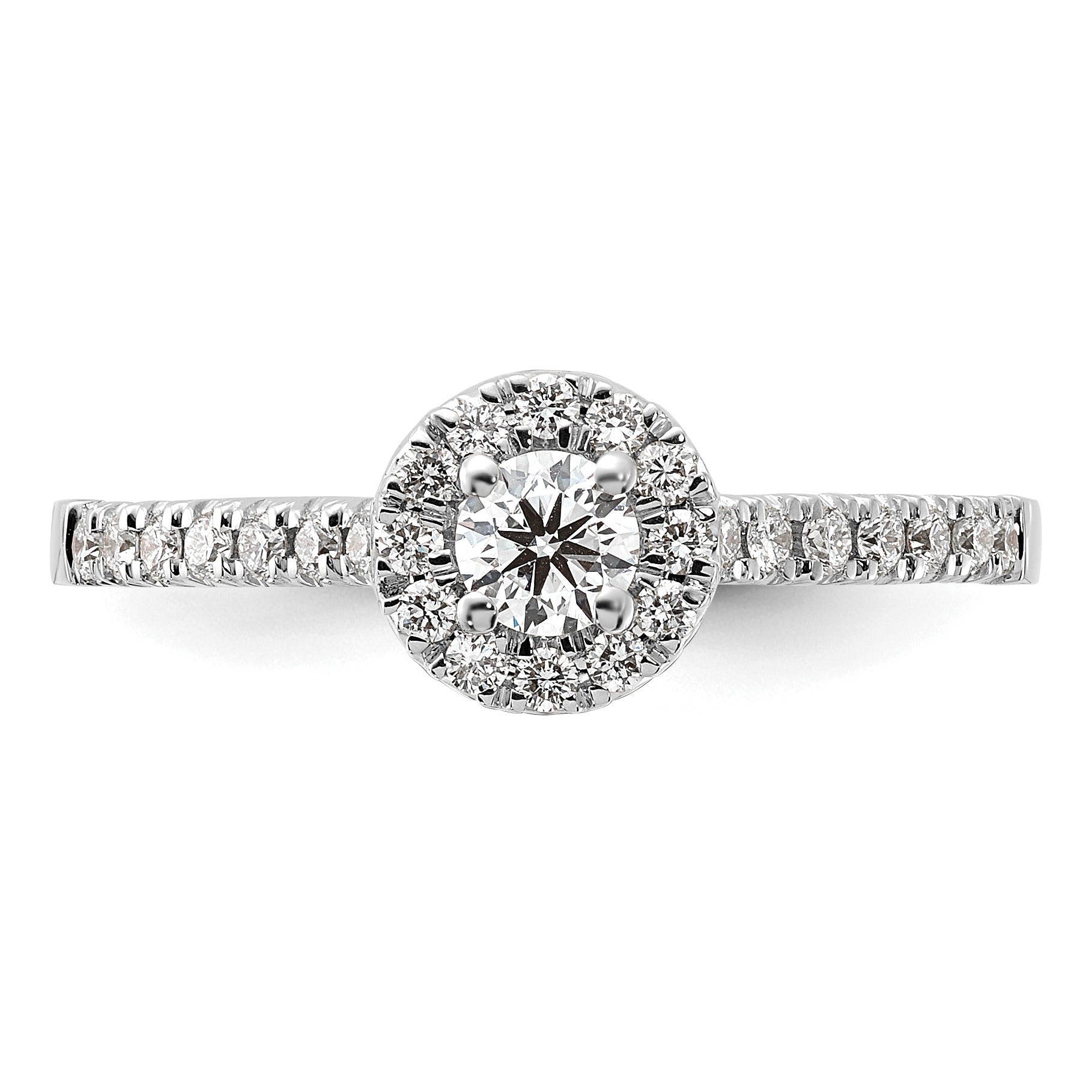 Lab Grown Diamond Halo Pave Ring 14K White Gold