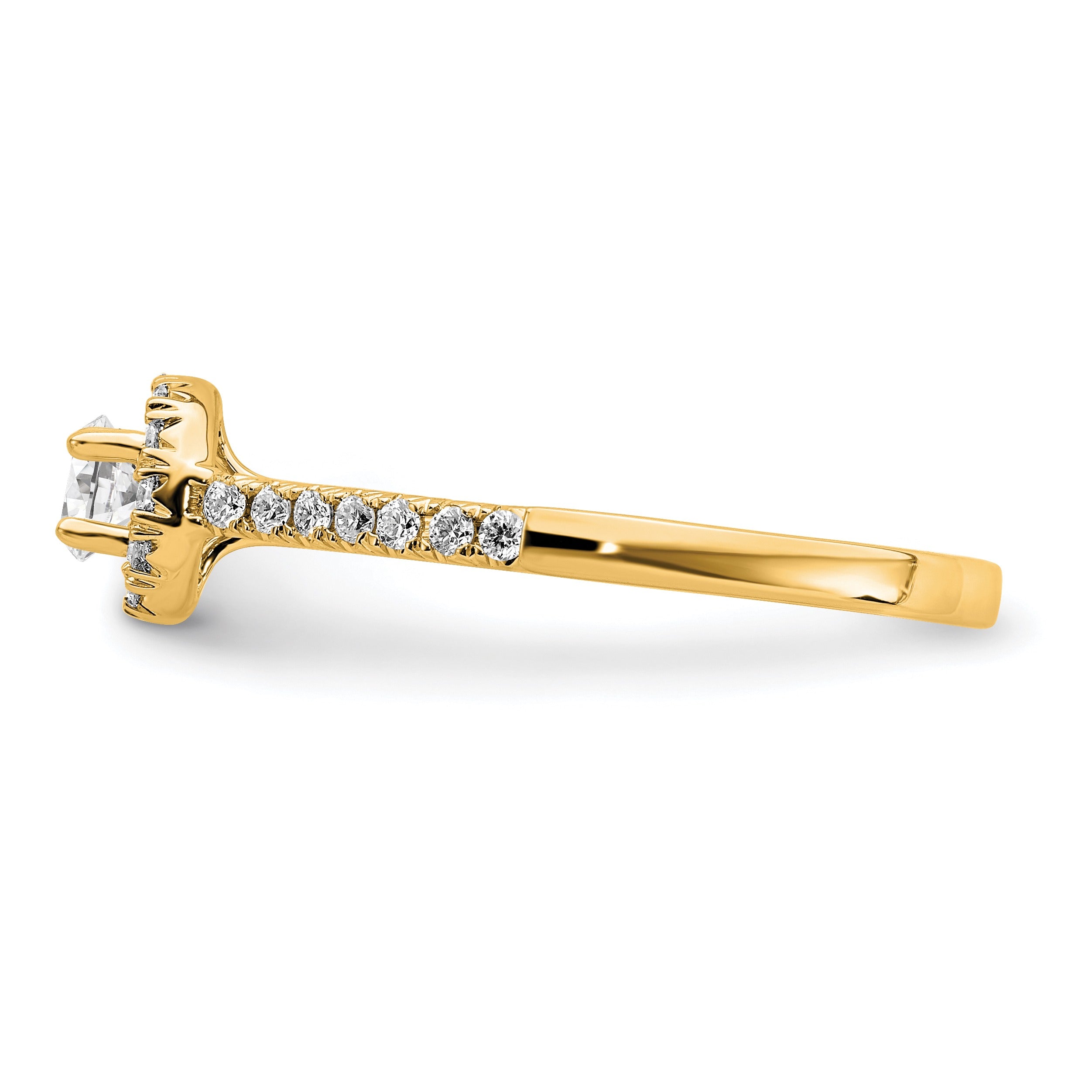 Round Lab Grown Diamond Halo Engagement Ring 14k Gold
