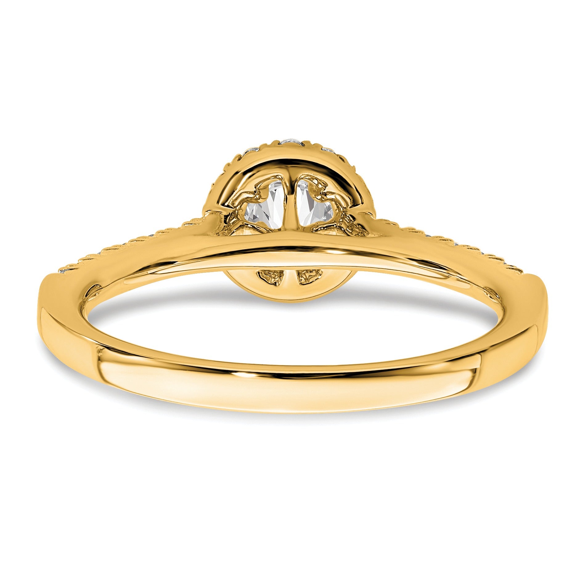Round Lab Grown Diamond Halo Engagement Ring 14k Gold