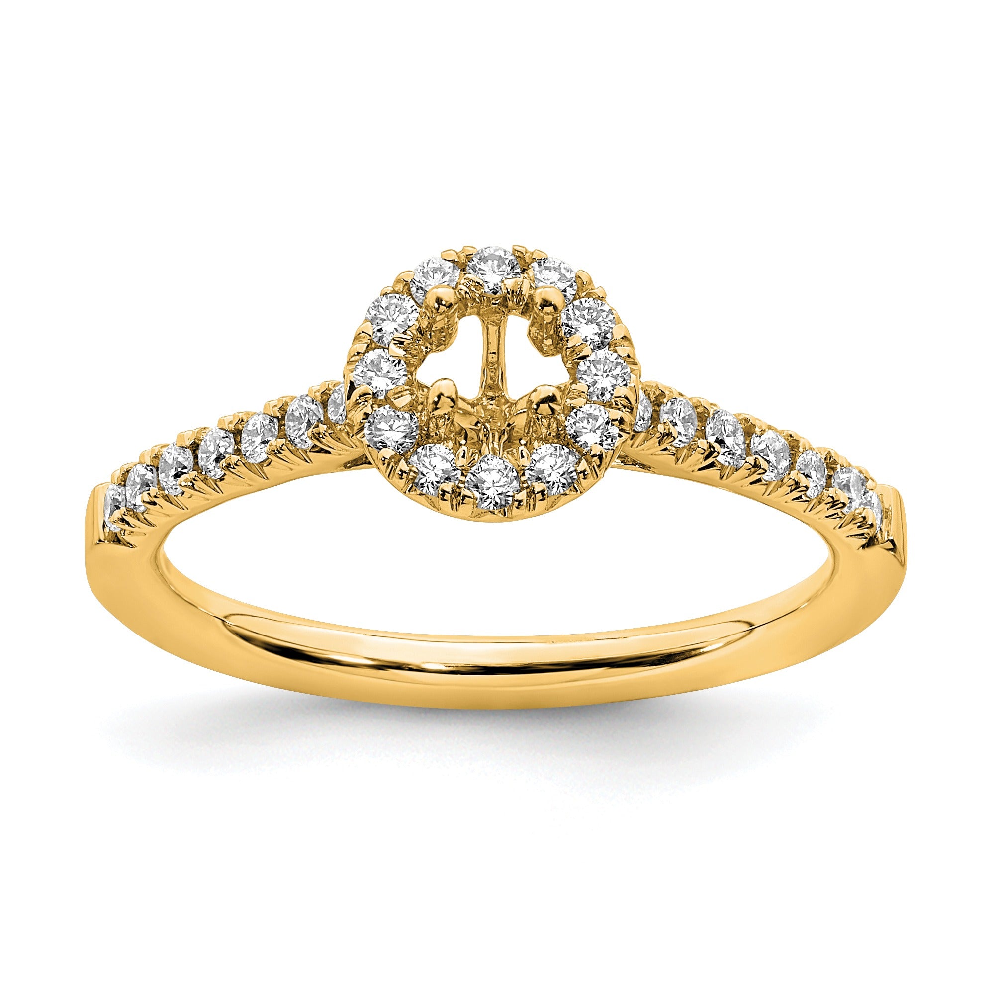 Round Lab Grown Diamond Halo Engagement Ring 14k Gold