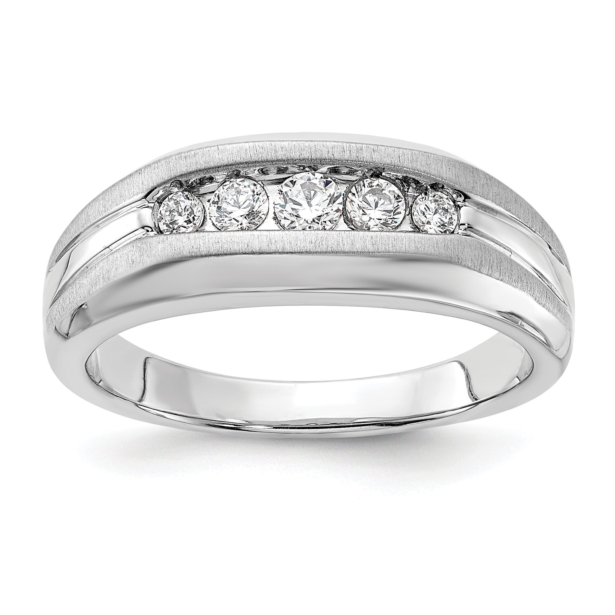 1/3 ct Lab Grown Diamond Five Stone Men's Ring 14k White Gold