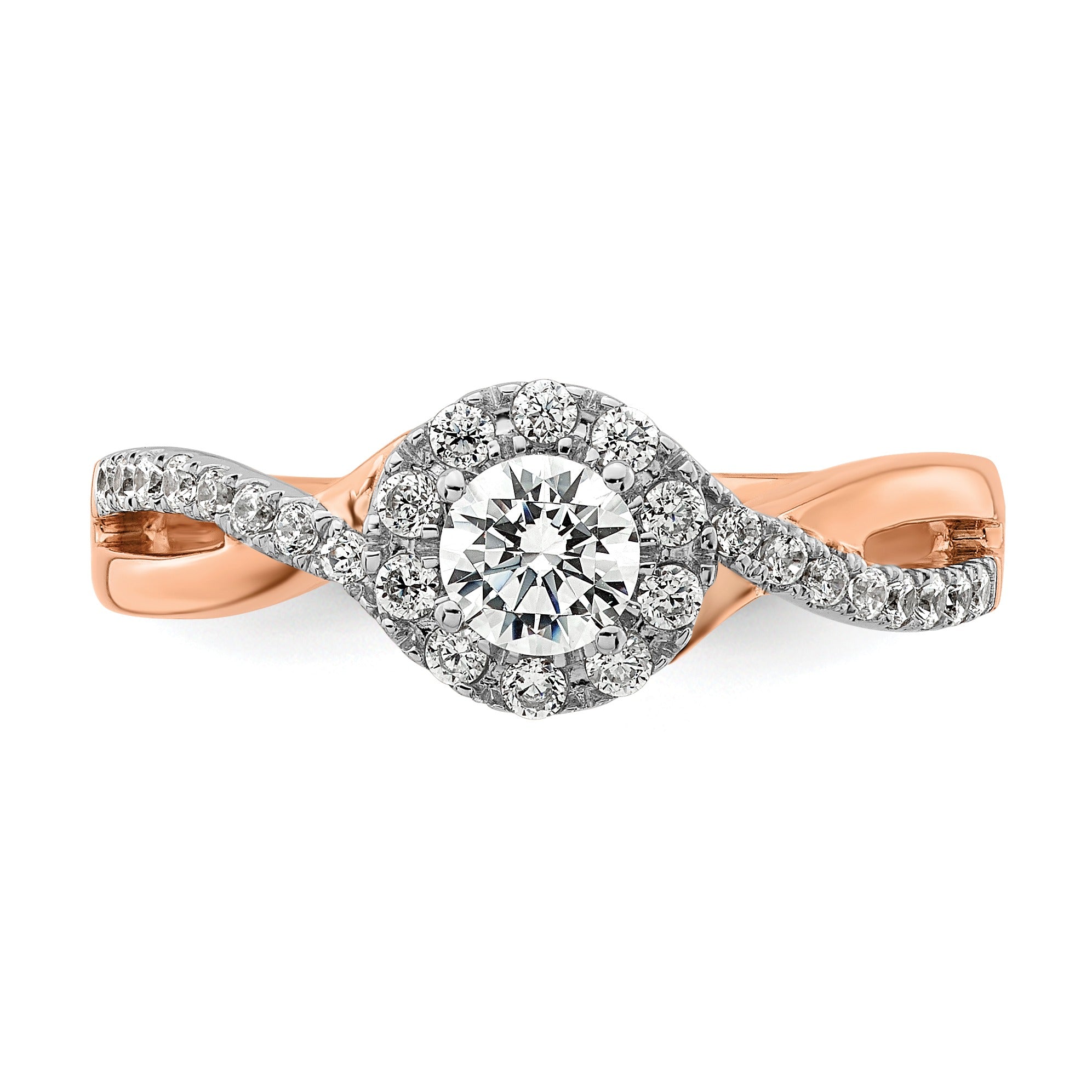 Lab Grown Diamond Halo Criss Cross Engagement Ring