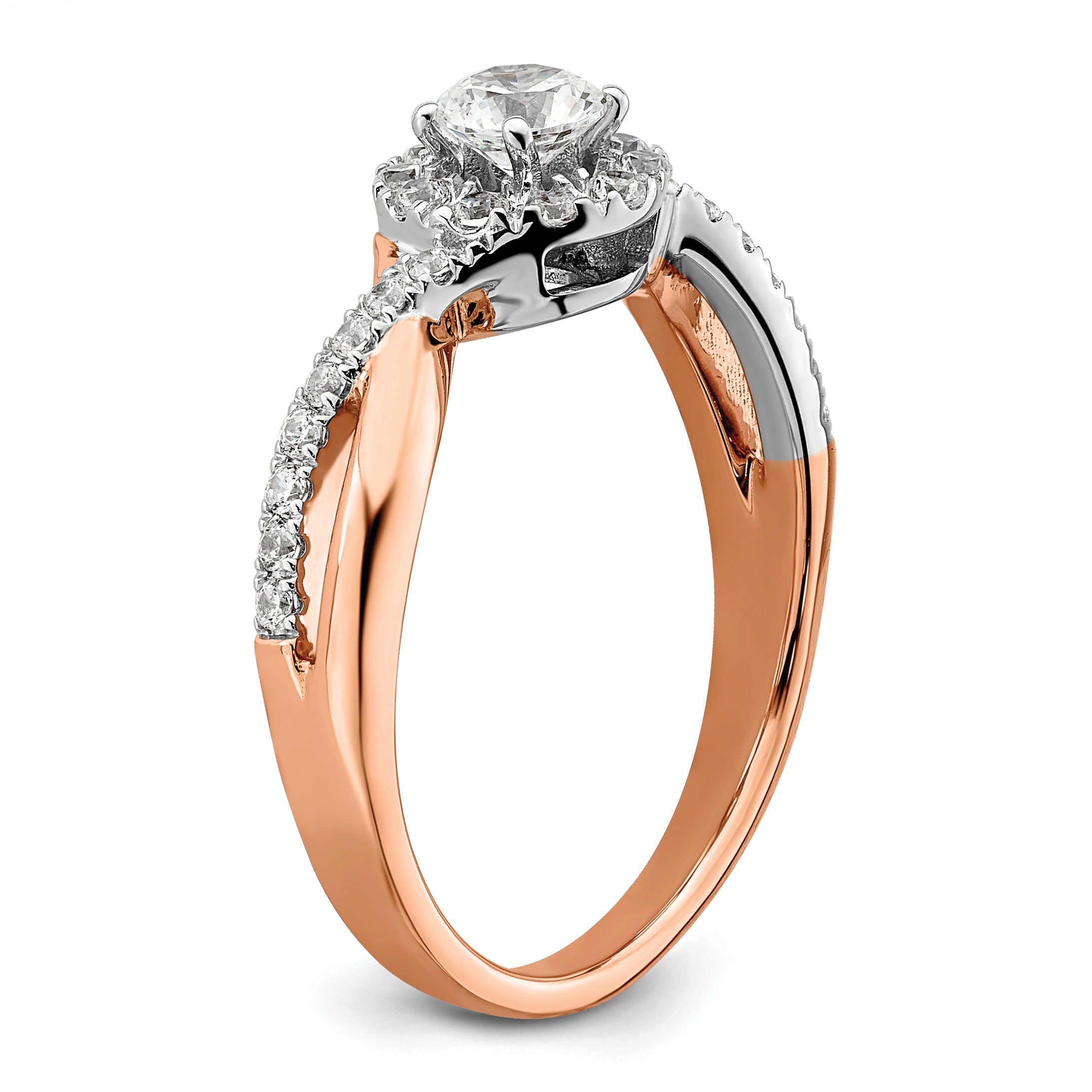 Lab Grown Diamond Halo Criss Cross Engagement Ring