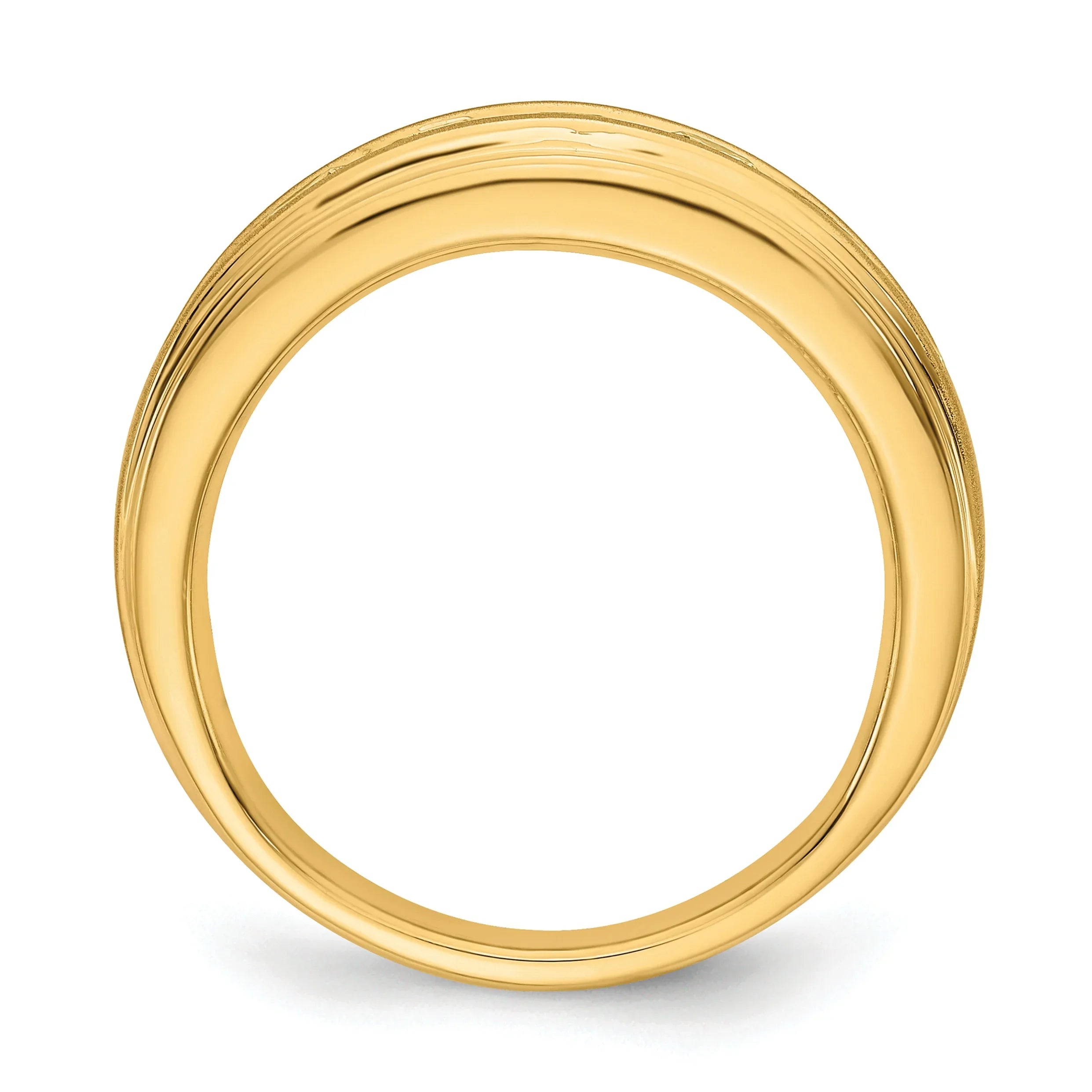 10K Yellow Gold Lab Grown Diamond 7 Stone Men's Wedding Ring 1.5 Ct - Fine Diamond