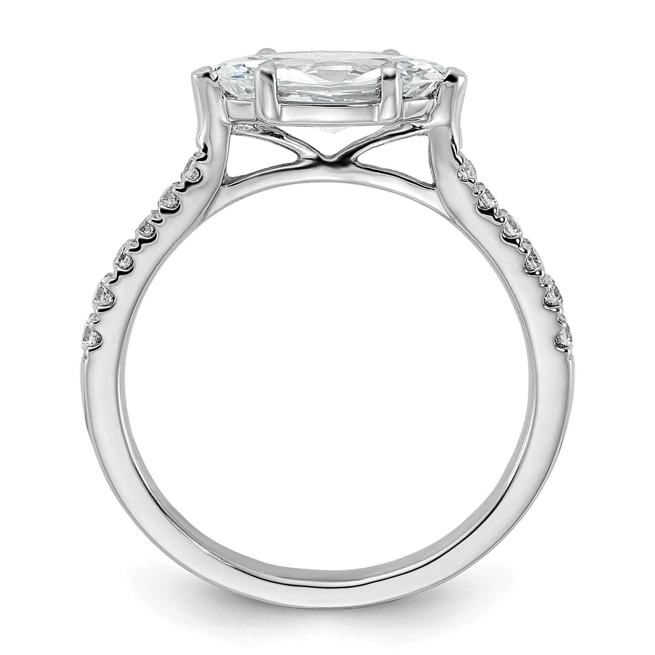14k White Gold Lab Grown Diamond East-West Marquise Engagement Ring Semi Mount