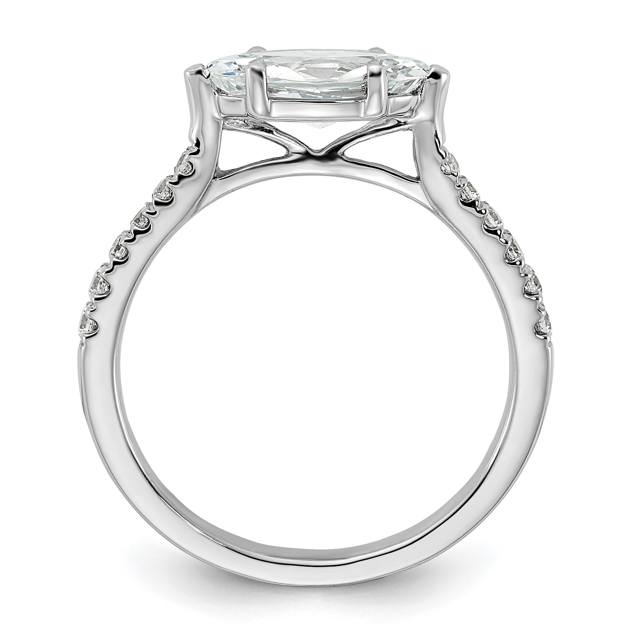 14k White Gold Lab Grown Diamond East-West Marquise Engagement Ring Semi Mount 0.194 Ct
