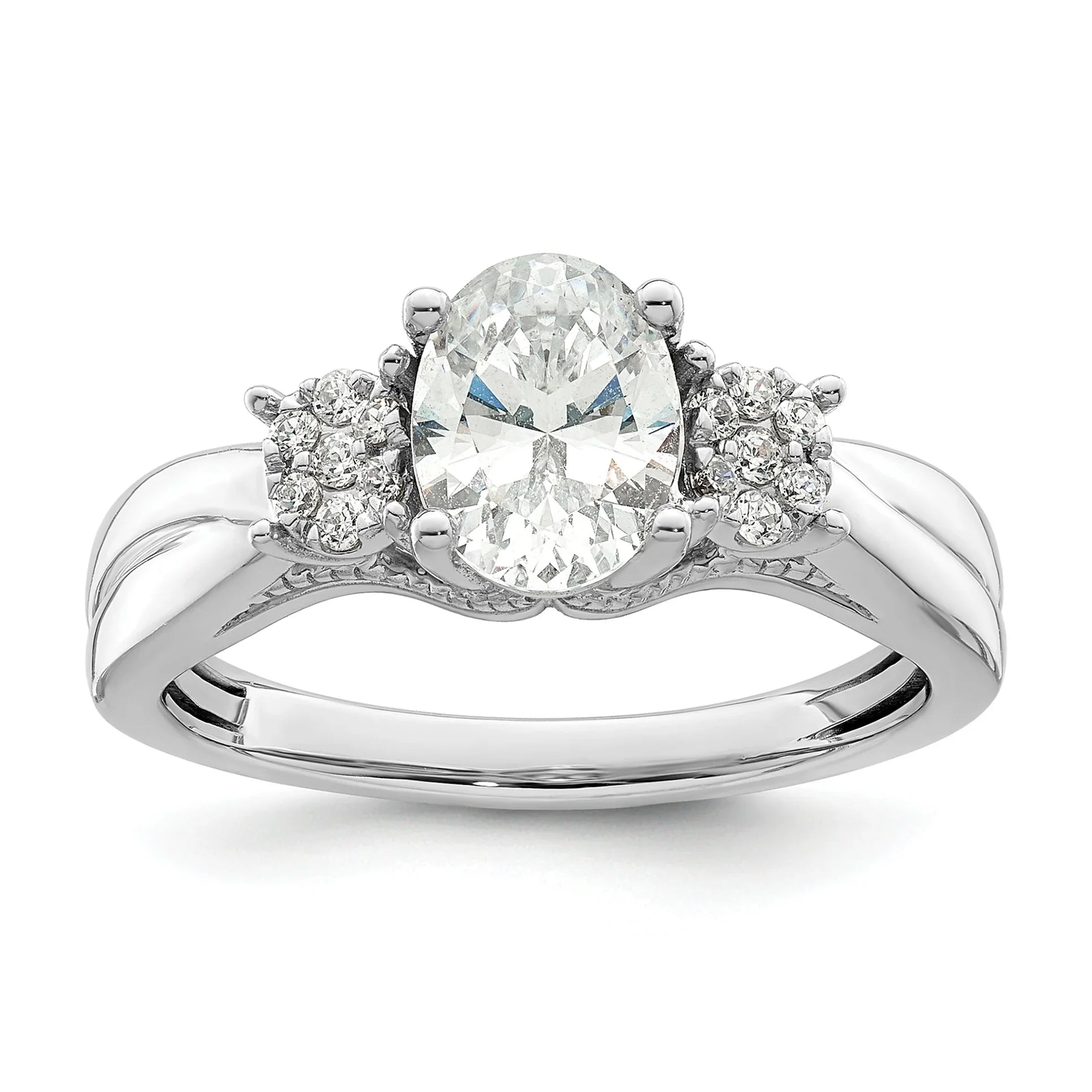 14K White Gold Lab Diamond 3-Stone Semi Mount Engagement Ring 1 Ct - Fine Diamond