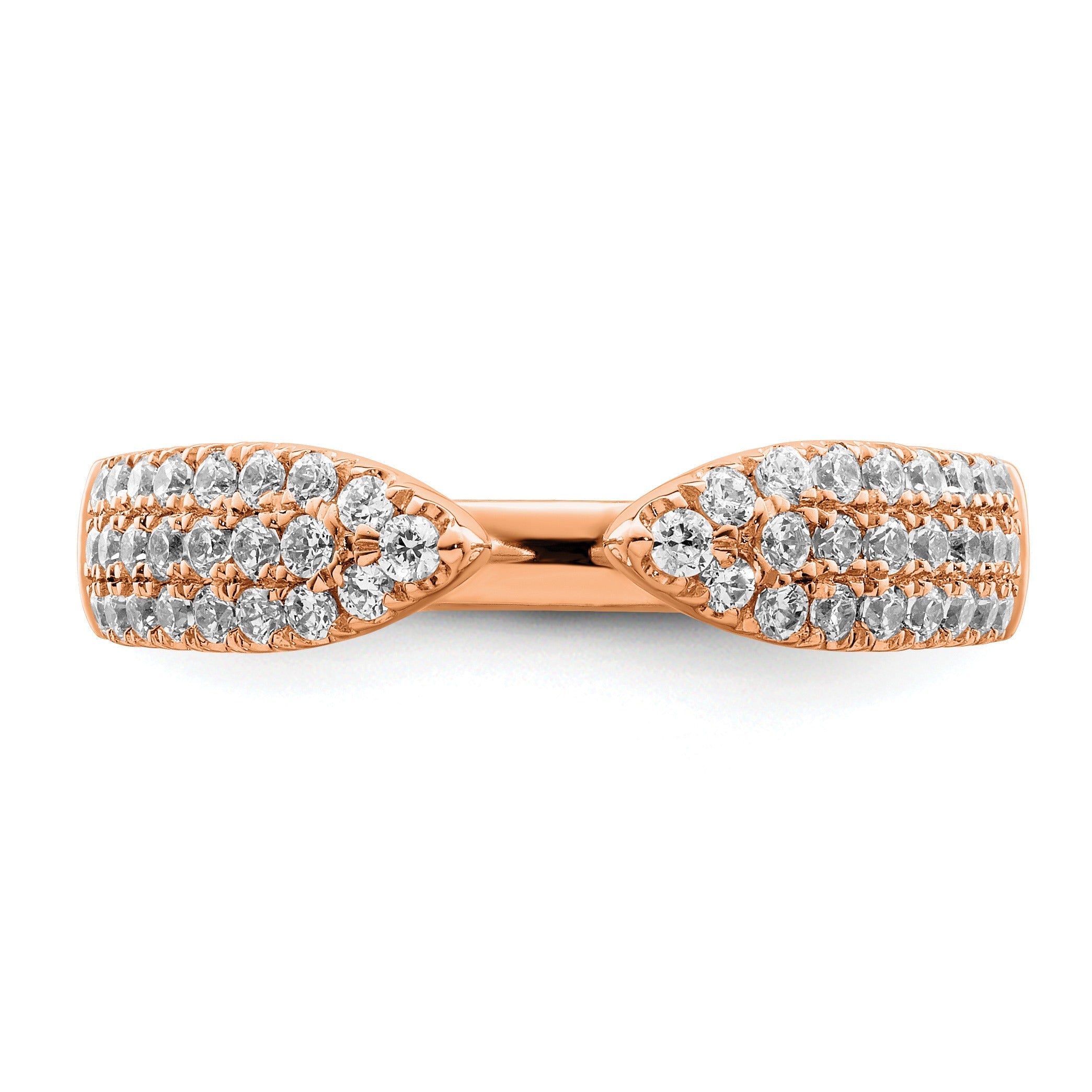 IGI Certified 0.50 Ct Round Lab Diamond Pavé 14K Rose Gold Open Cuff Wedding Enhancer Band