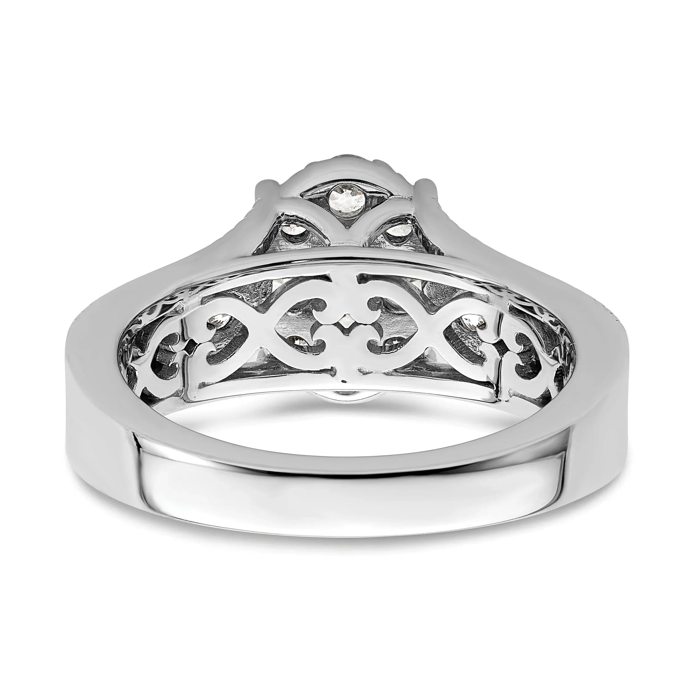 14k White Gold Lab Grown Diamond Cluster Engagement Ring 1 ct - Fine Diamond