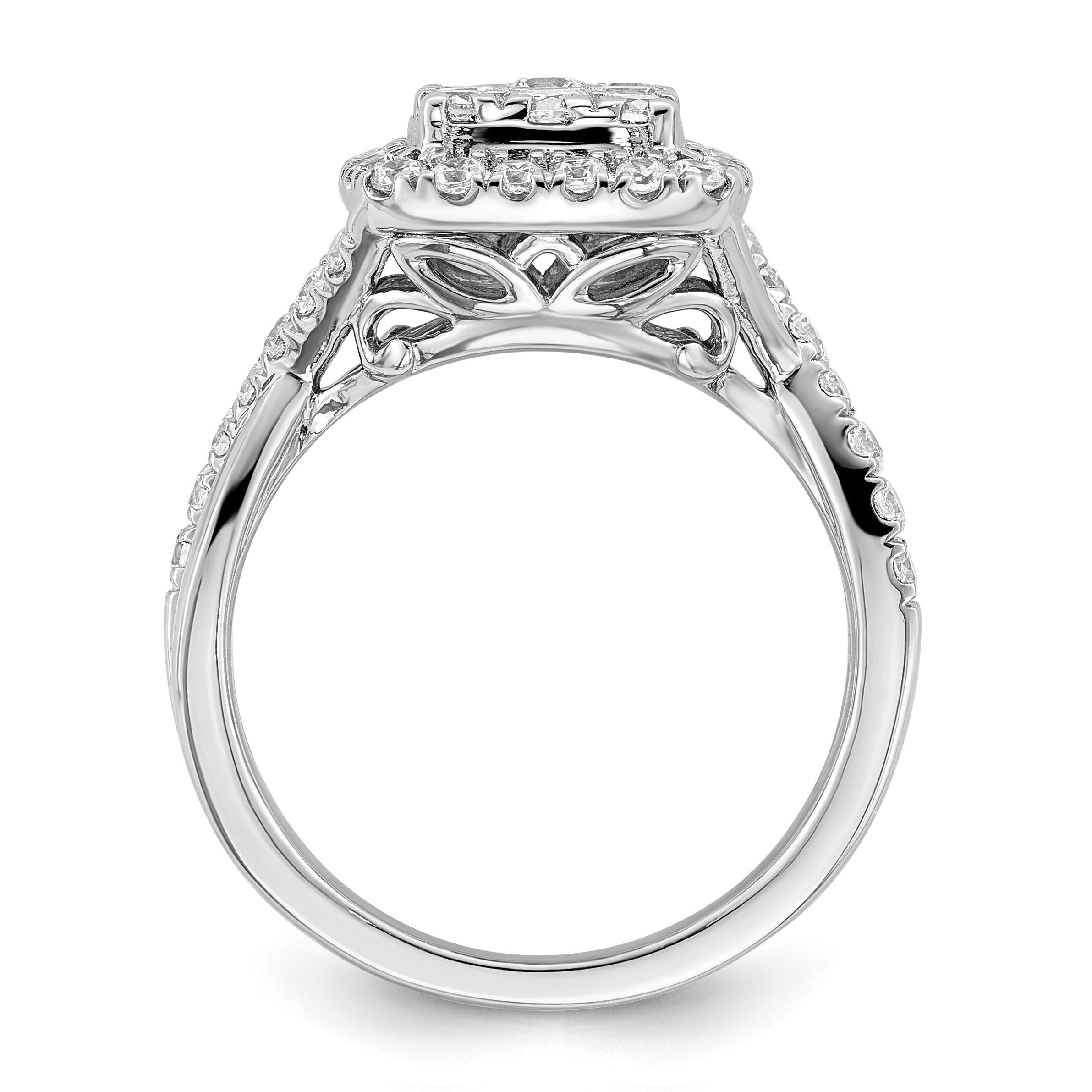 14K White Gold Lab Grown Diamond Double Halo Engagement Ring 0.75 ct