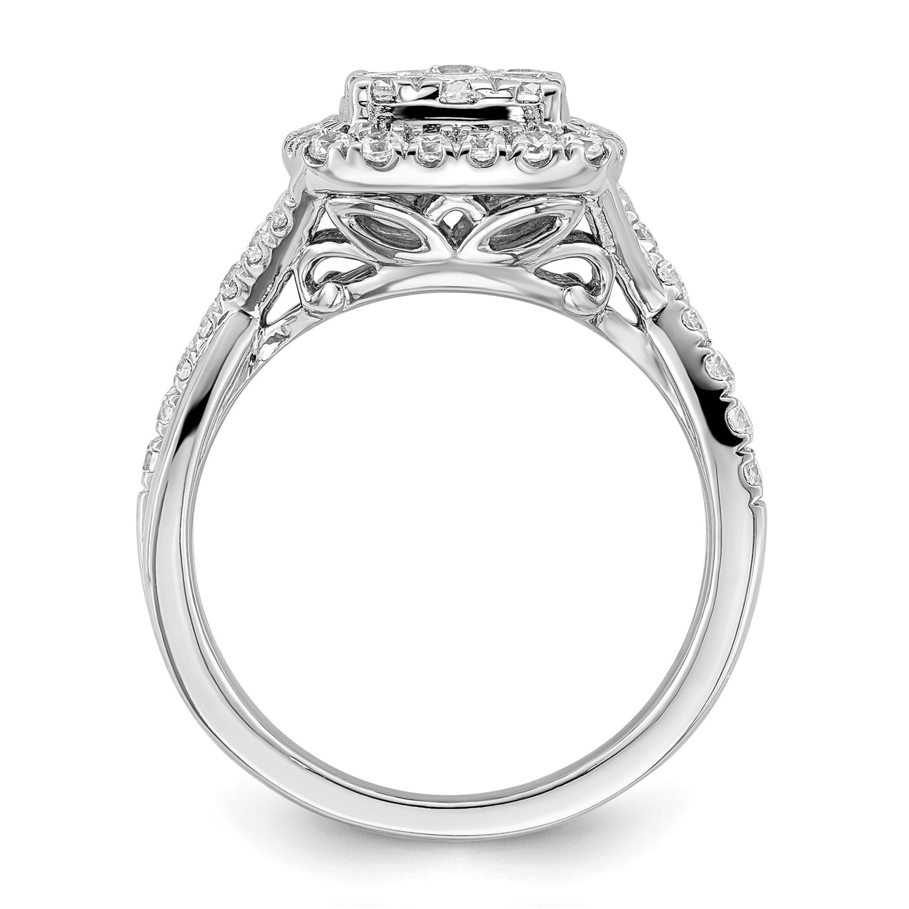 14k White Gold Lab Grown Diamond Cluster Engagement Ring 1 ct