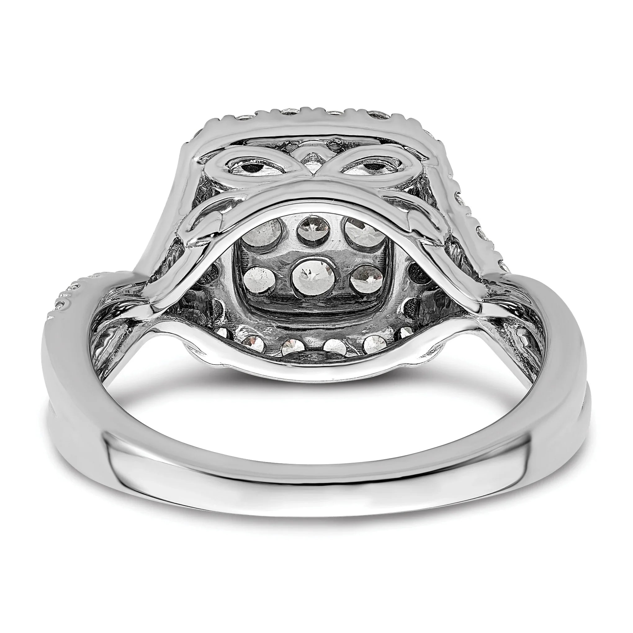 14k White Gold Lab Grown Diamond Cluster Engagement Ring 1 ct - Fine Diamond