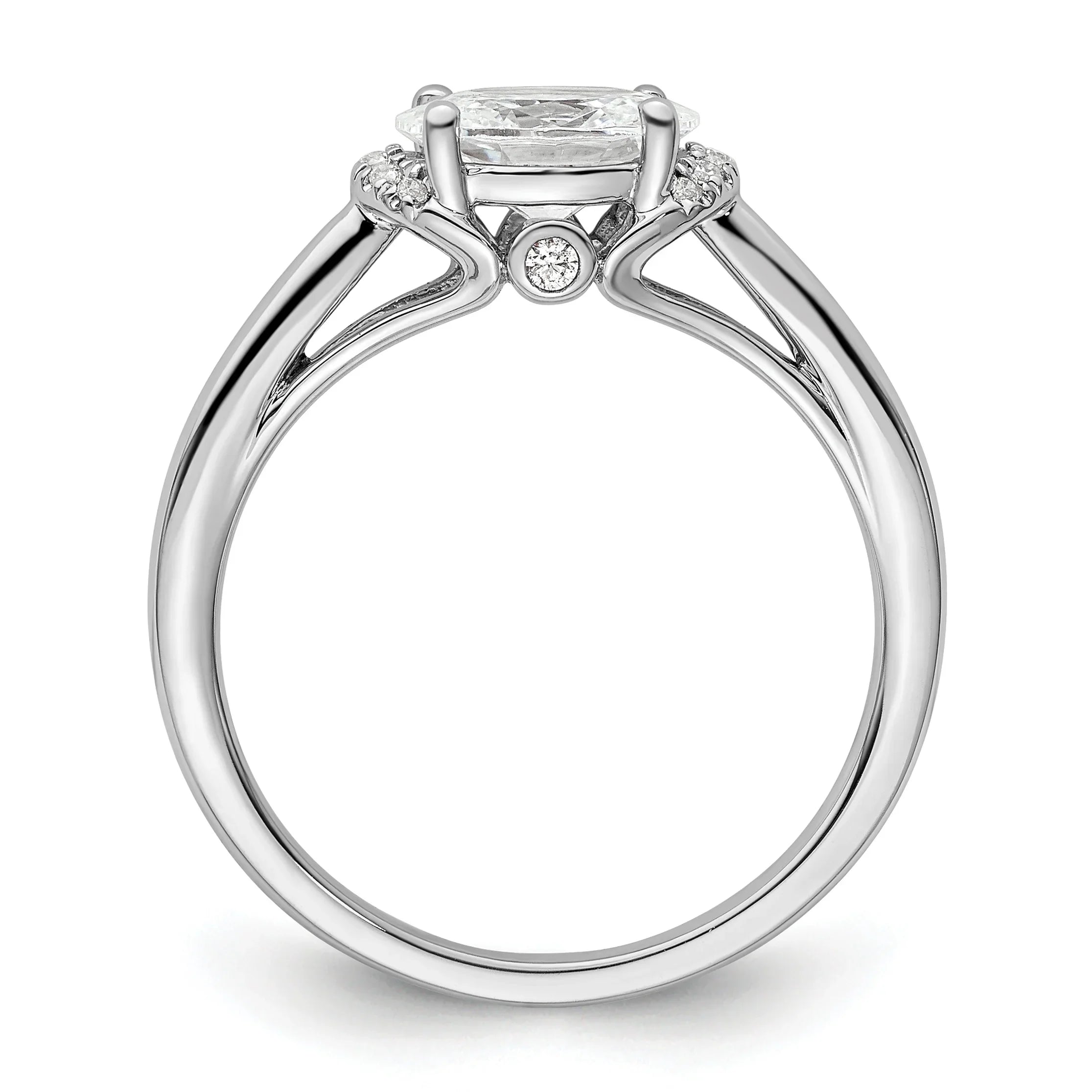 Lab Grown Diamond East-West Oval Semi Mount Engagement Ring 1 Ct - Fine Diamond