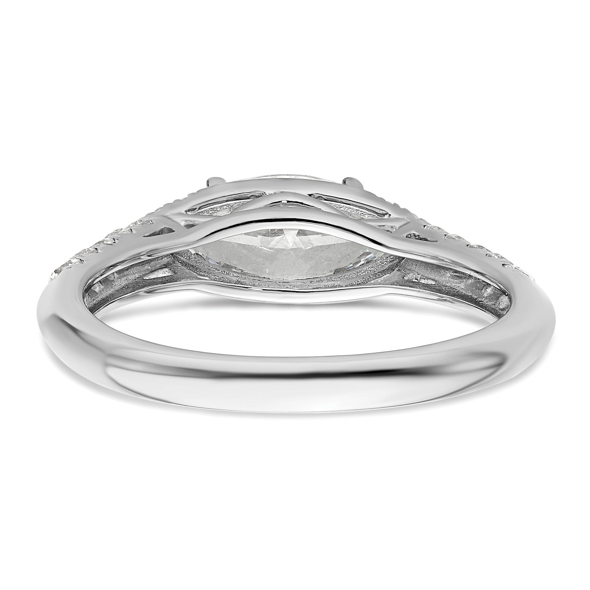 14k White Gold Lab Grown Diamond Engagement East West Ring Semi Mount