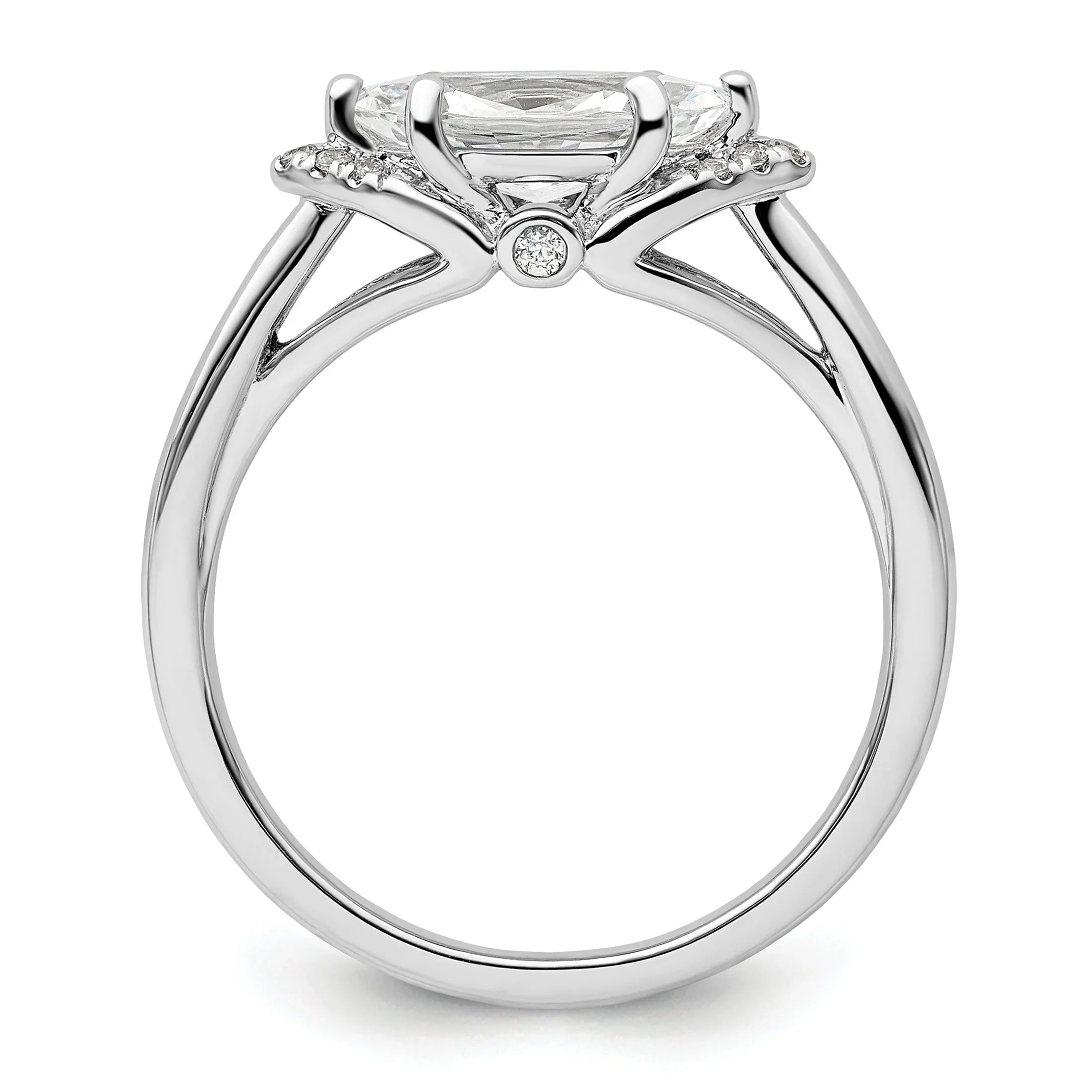 Lab Grown Diamond East-West Marquise Semi Mount Engagement Ring 1 Ct - Fine Diamond