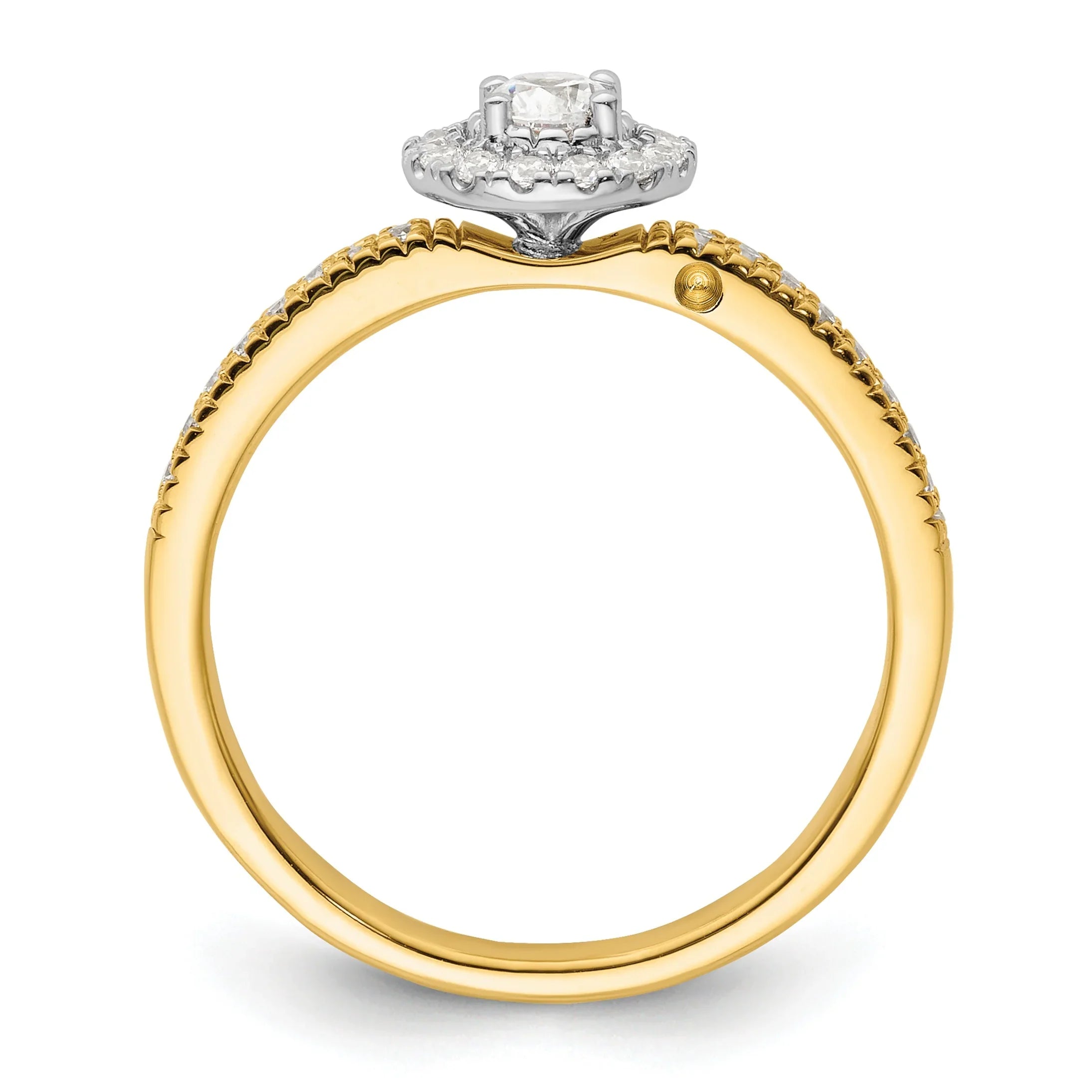 Two-Tone Lab Grown Diamond Halo Pave Ring 0.15 ct - Fine Diamond