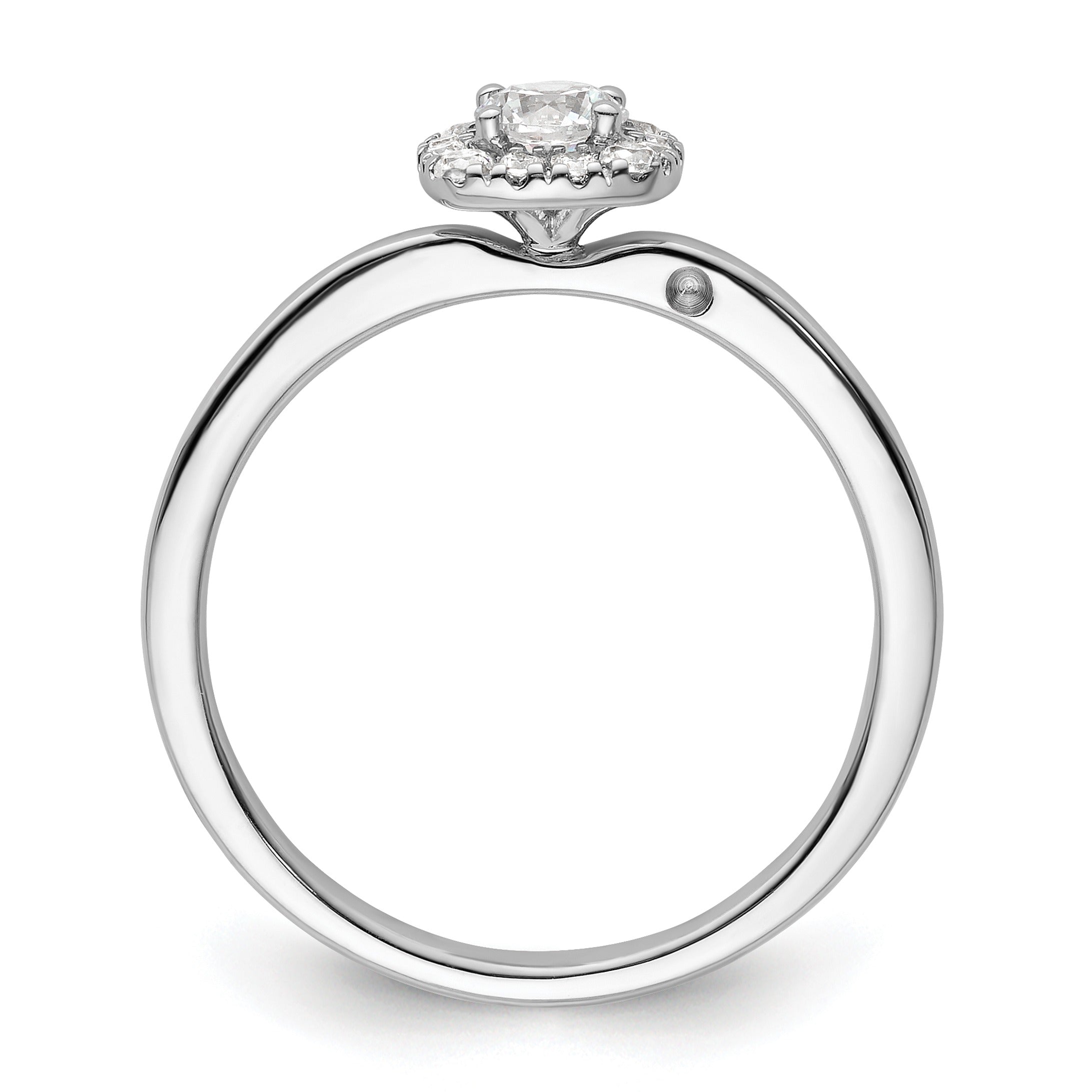 14k White Gold Lab Grown Diamond Petite Halo Engagement Ring