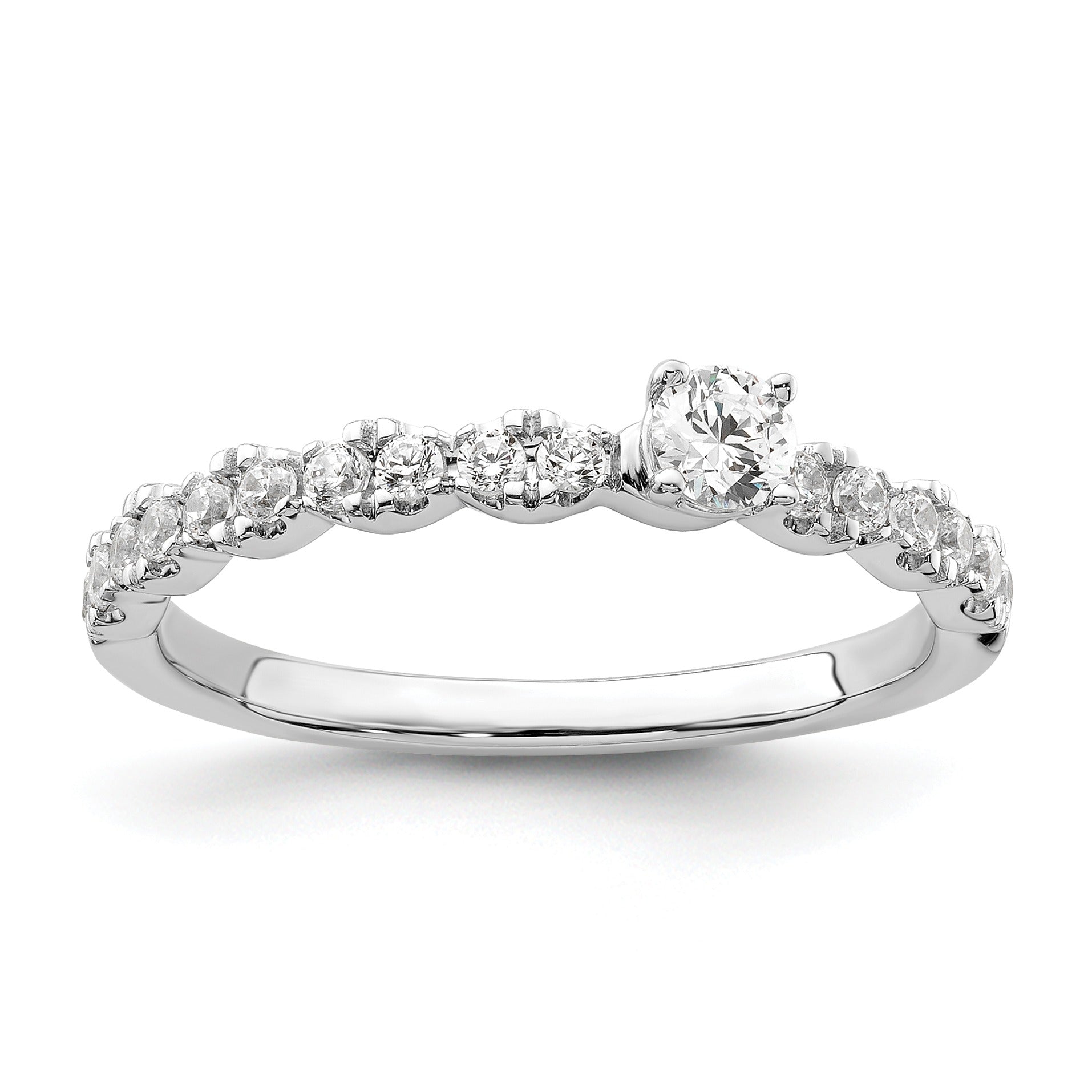 0.37 Ct Round Lab Grown Diamond Prong 14K White Gold Two Promises Enhancer Band