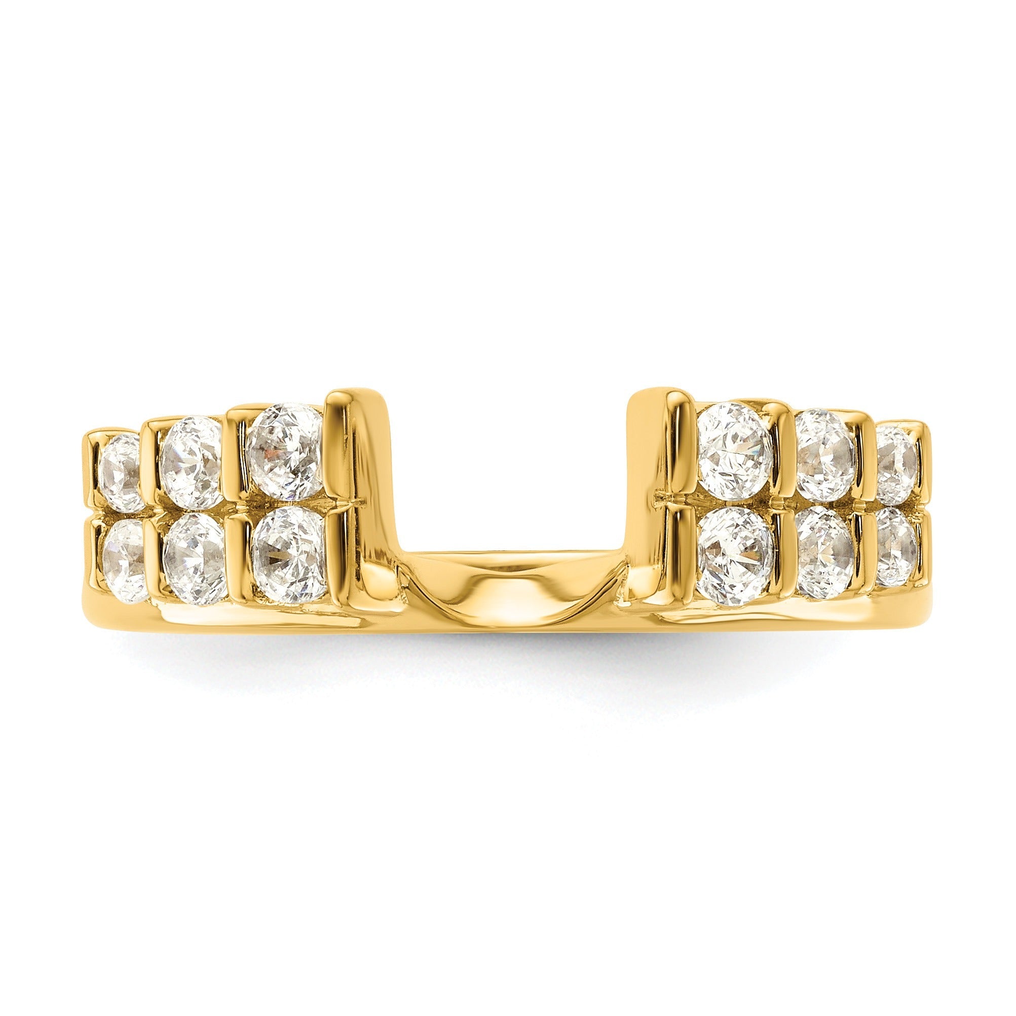 IGI Certified 0.50 Ct Round Lab Diamond Bar 14K Yellow Gold Double Row Ring Wrap Enhancer Band