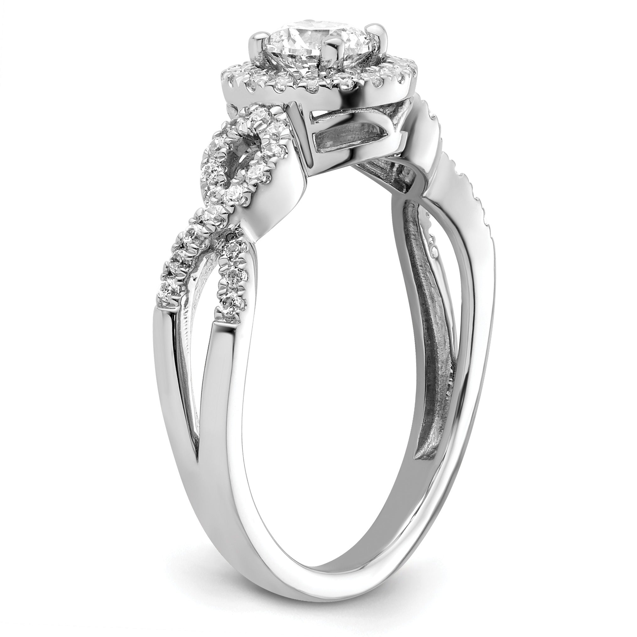 Lab Grown Diamond Halo Criss Cross Ring Gold
