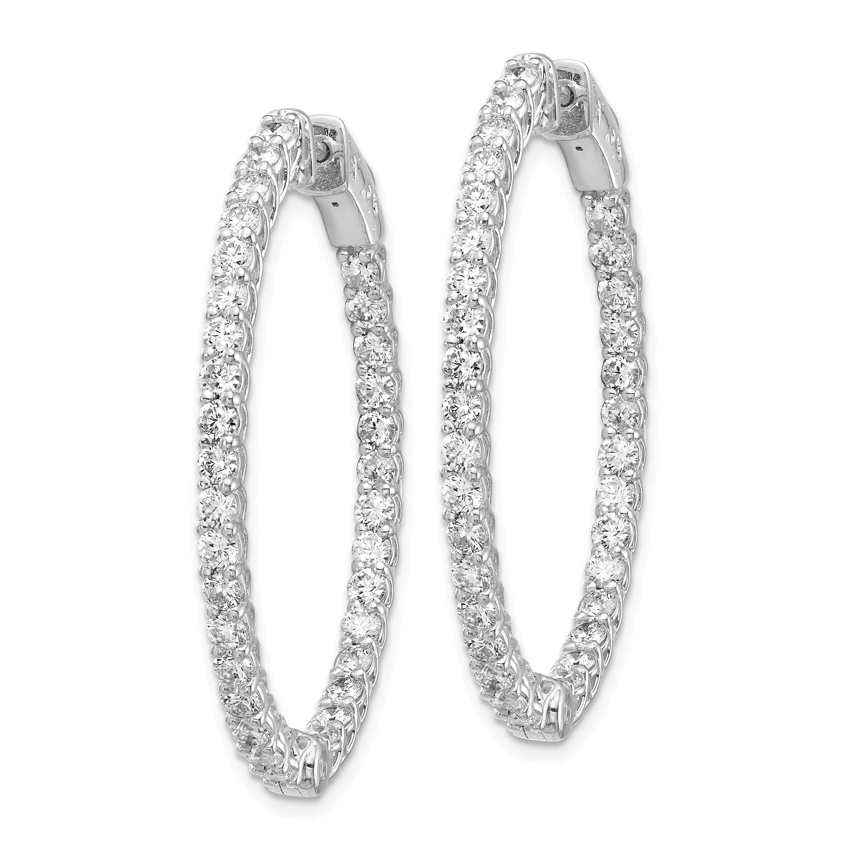 14k Gold Lab Grown Diamond Oval In and Out Hoop Earrings - Fine Diamond