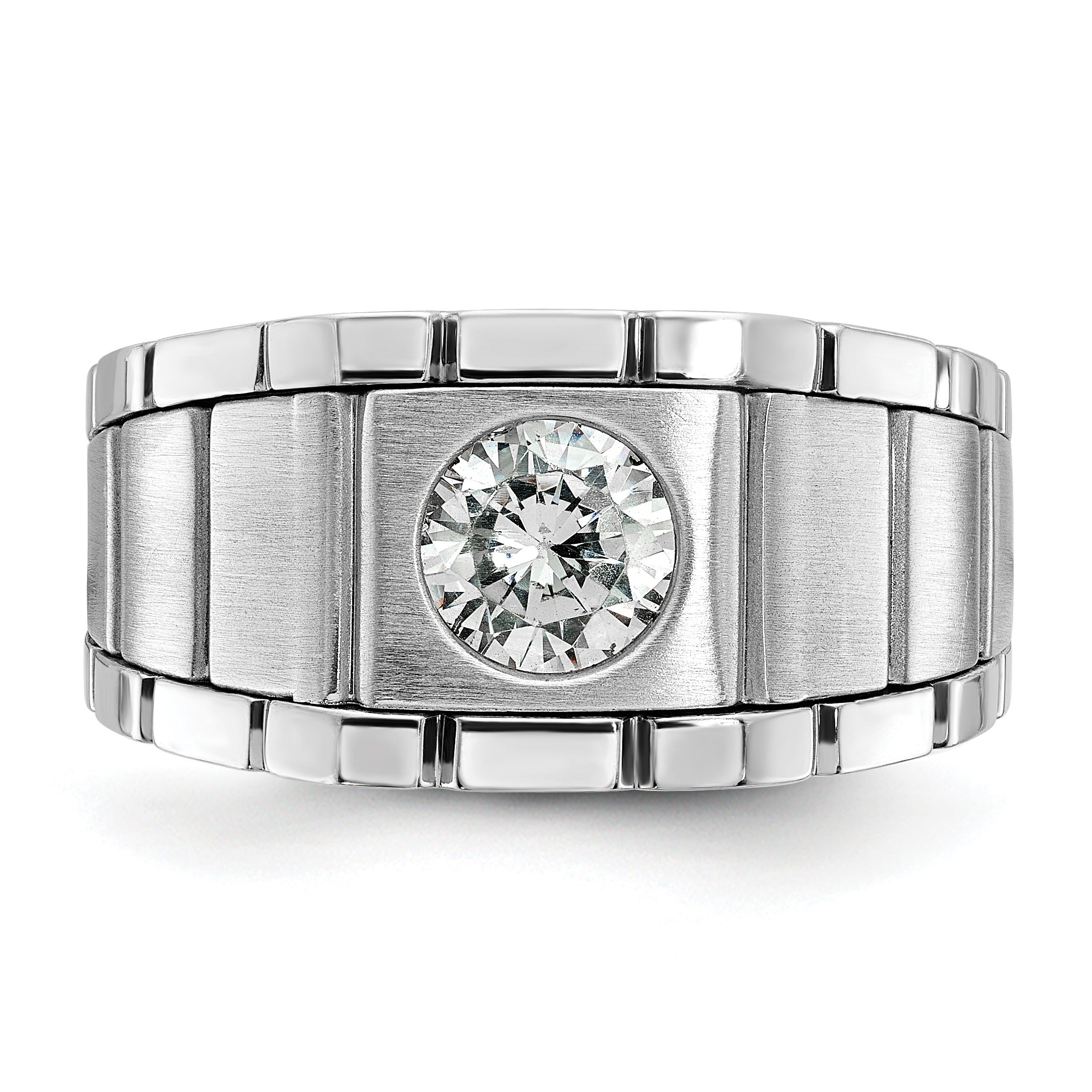 14k White Gold 1 ct Lab Grown Diamond Solitaire Engagement Band Ring