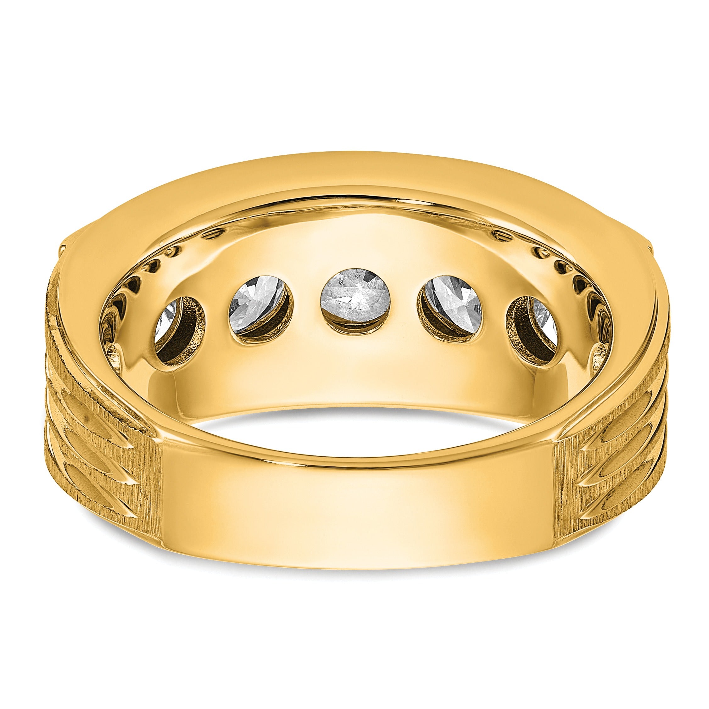 14k Yellow Gold 3 1/2 carat Lab Grown Diamond Five Stone Ring