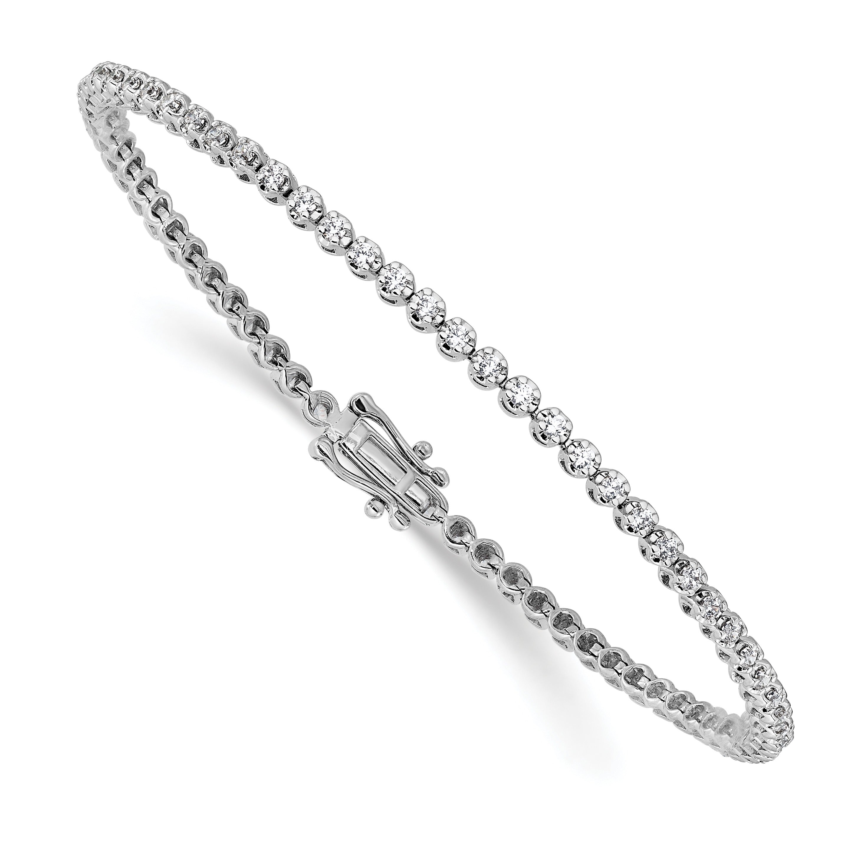 14k White Gold 1 carat Lab Diamond Round Tennis Bracelet