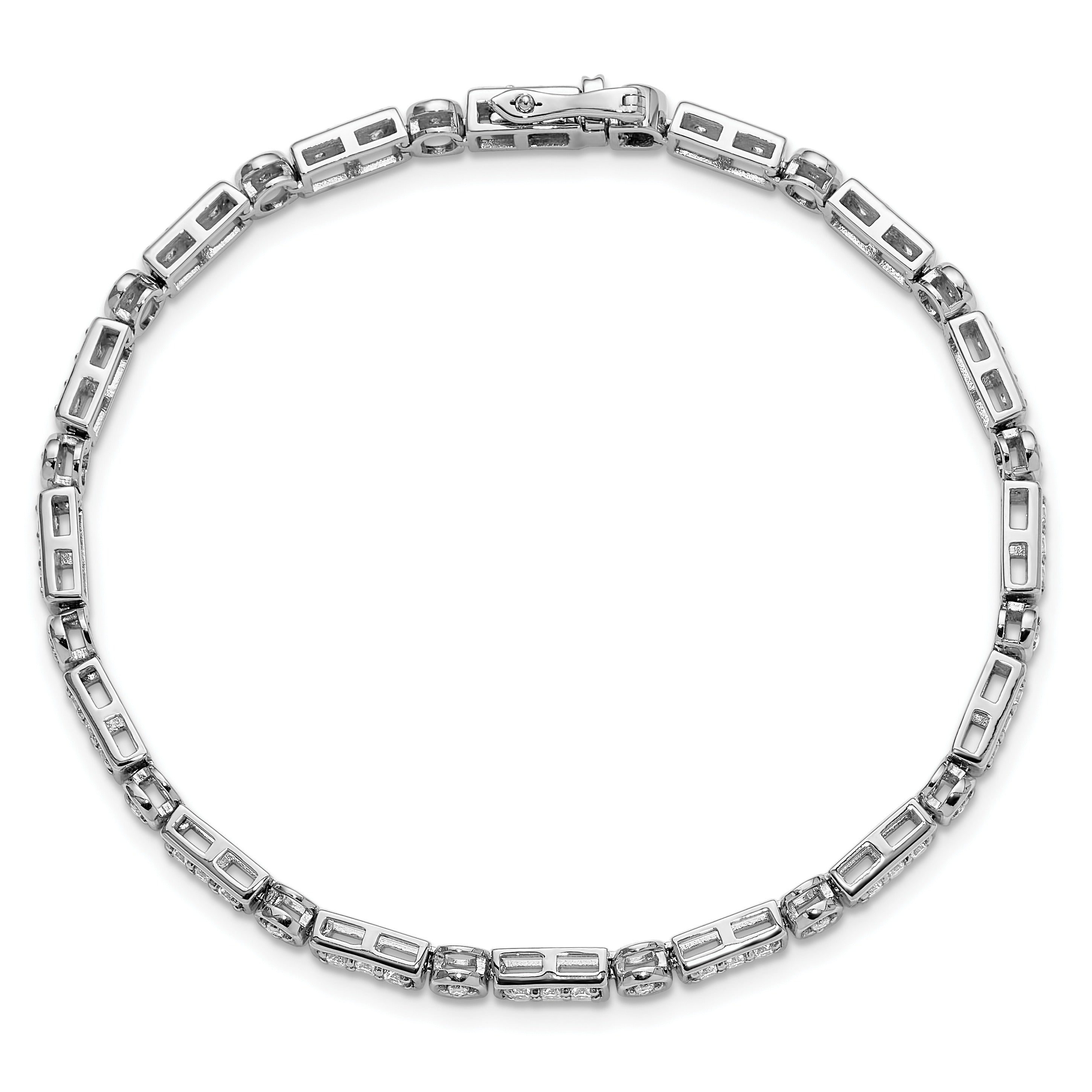 14k White Gold 1 3/8 carat Lab Diamond 7 inch Fancy Bracelet