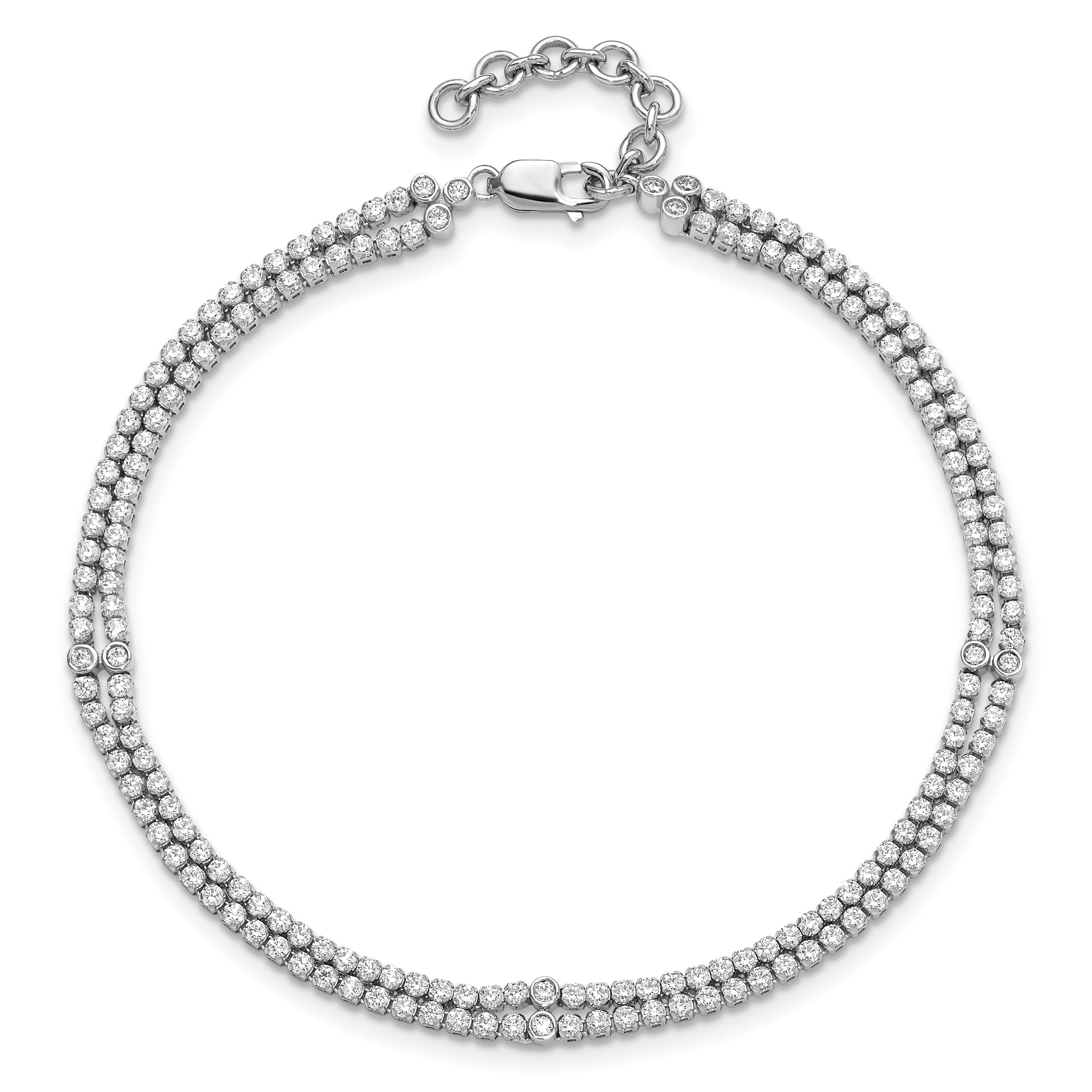 14k White Gold 2 3/4 carat Lab Grown Diamond Double Strand Extension Bracelet