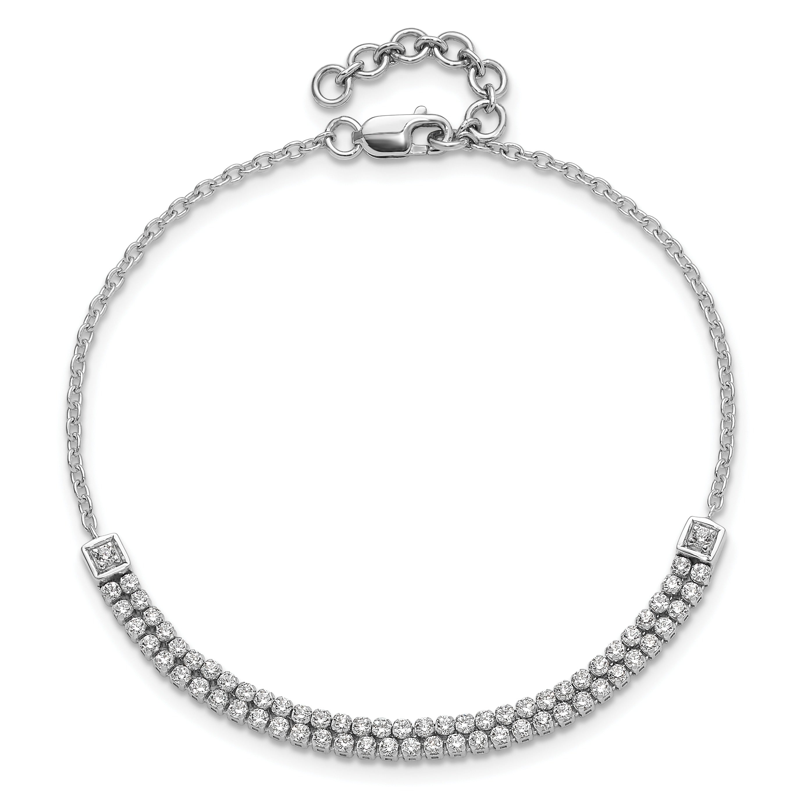 14k White Gold 1 carat Lab Grown Diamond Extension Bracelet