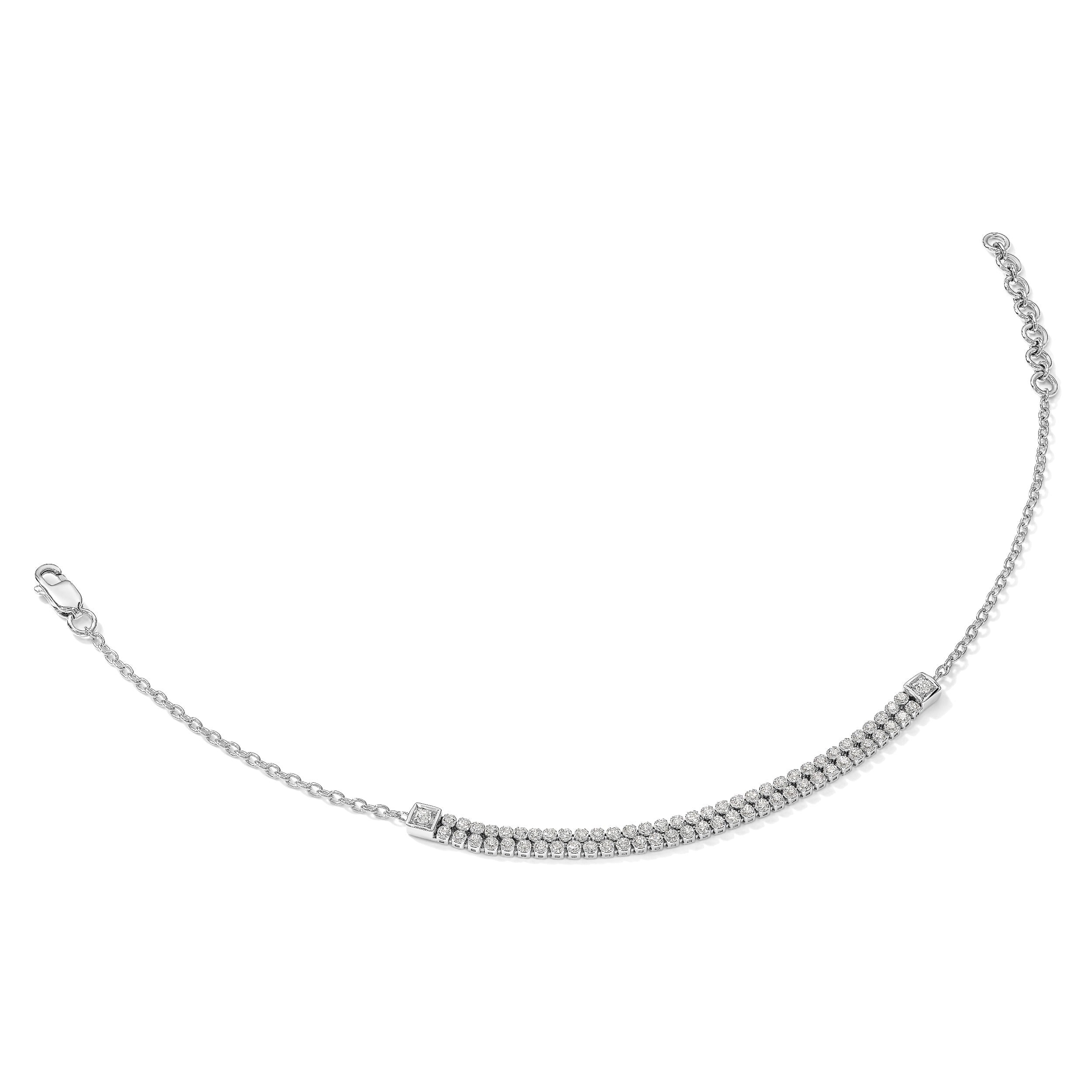 14k White Gold 1 carat Lab Grown Diamond Extension Bracelet