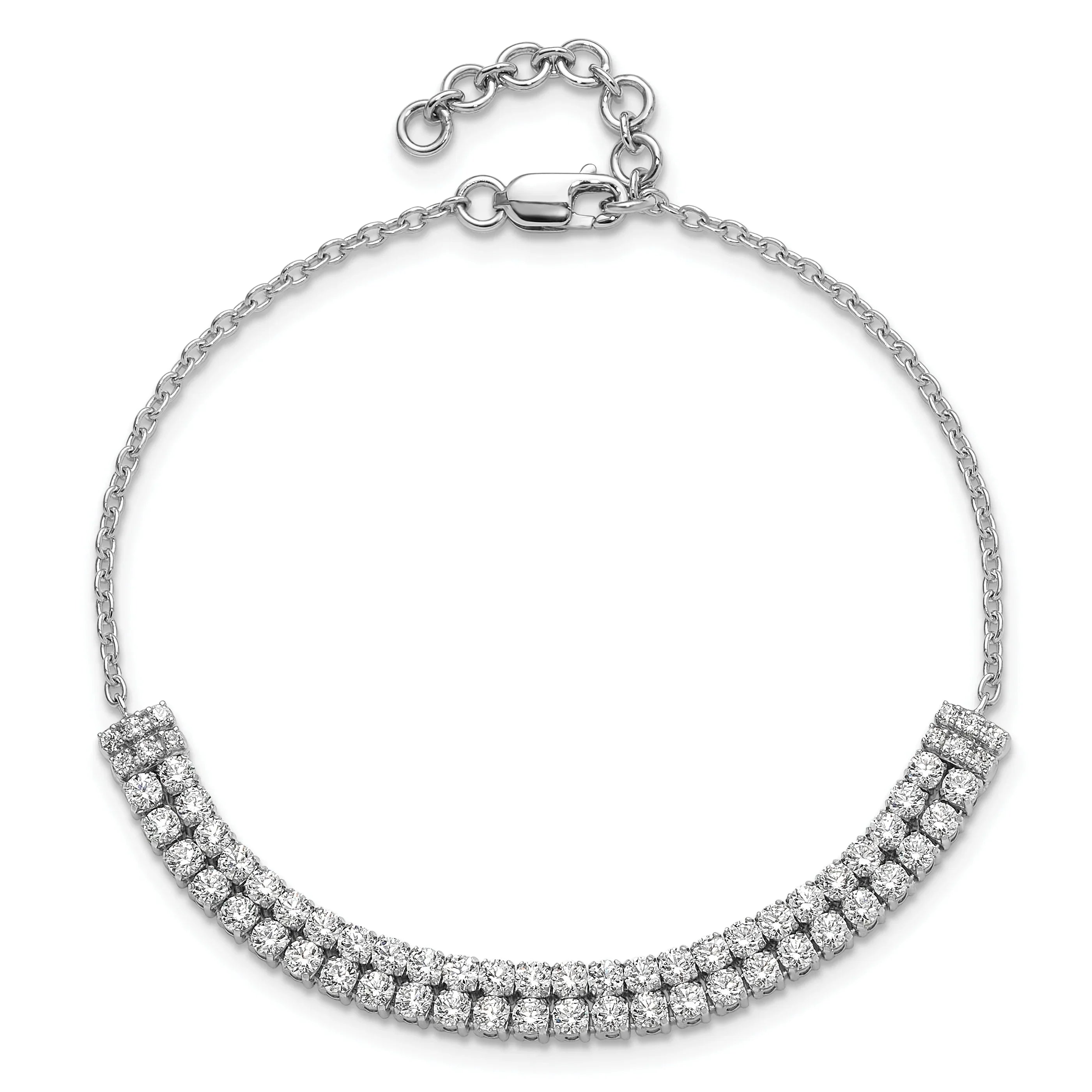 14k White Gold Lab Grown Diamond Tennis Extension Bolo Bracelet - Fine Diamond