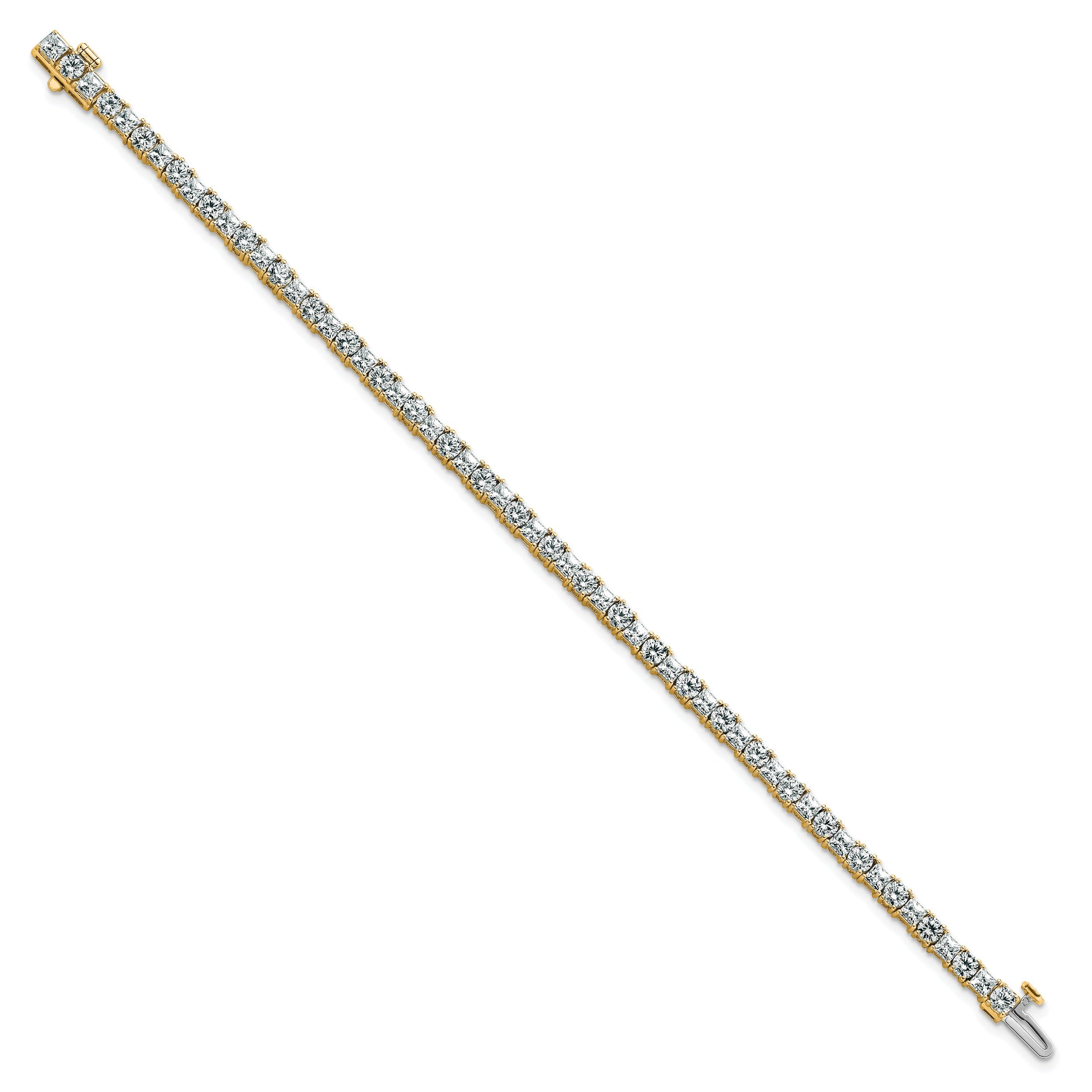 14k Yellow Gold 7 Carat Lab Diamond Tennis Bracelet