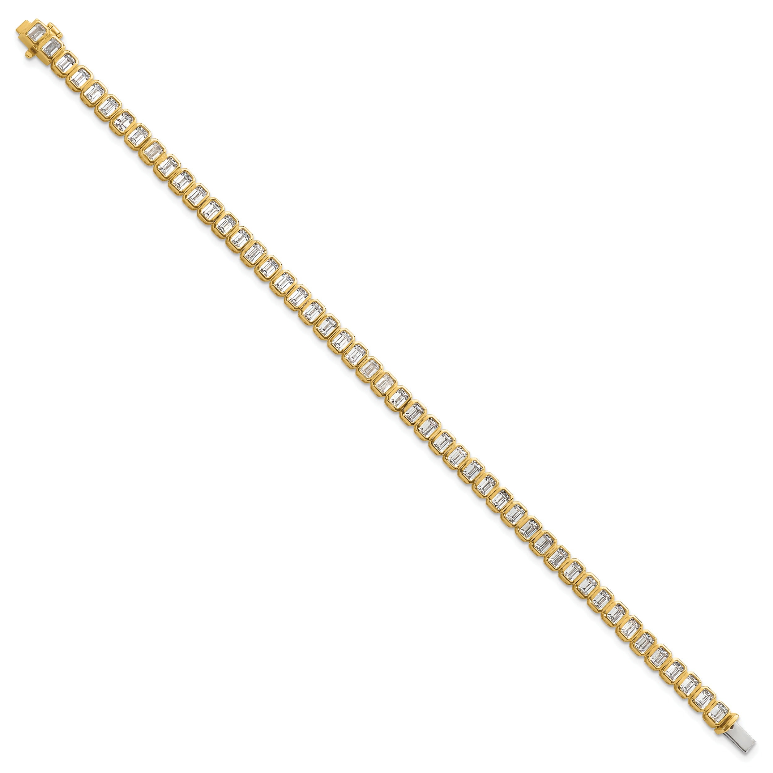 14K Gold Lab Diamond Emerald Tennis Bracelets 6 1/2 carat