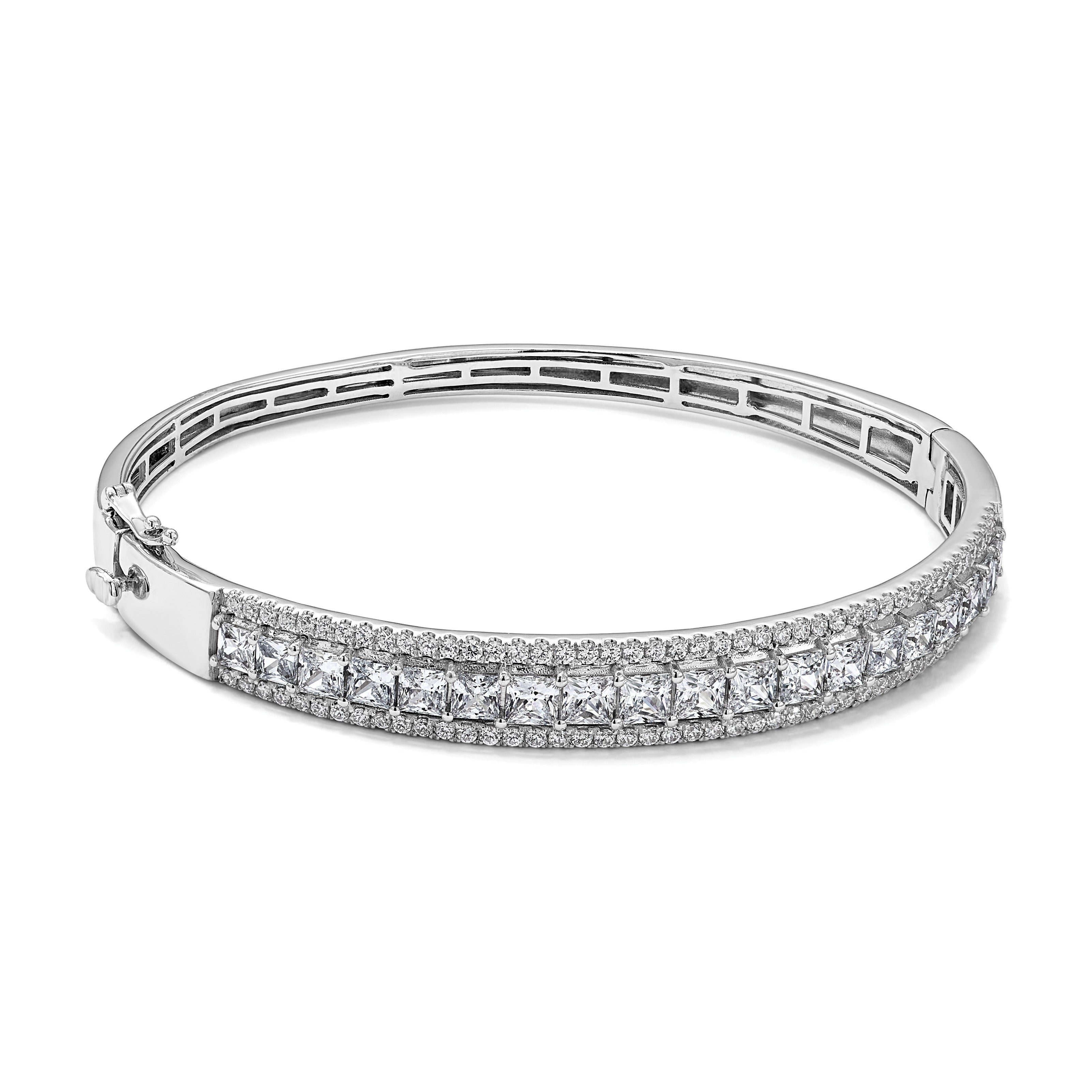 14k White Gold 5 carat Lab Grown Diamond Bangle Bracelet