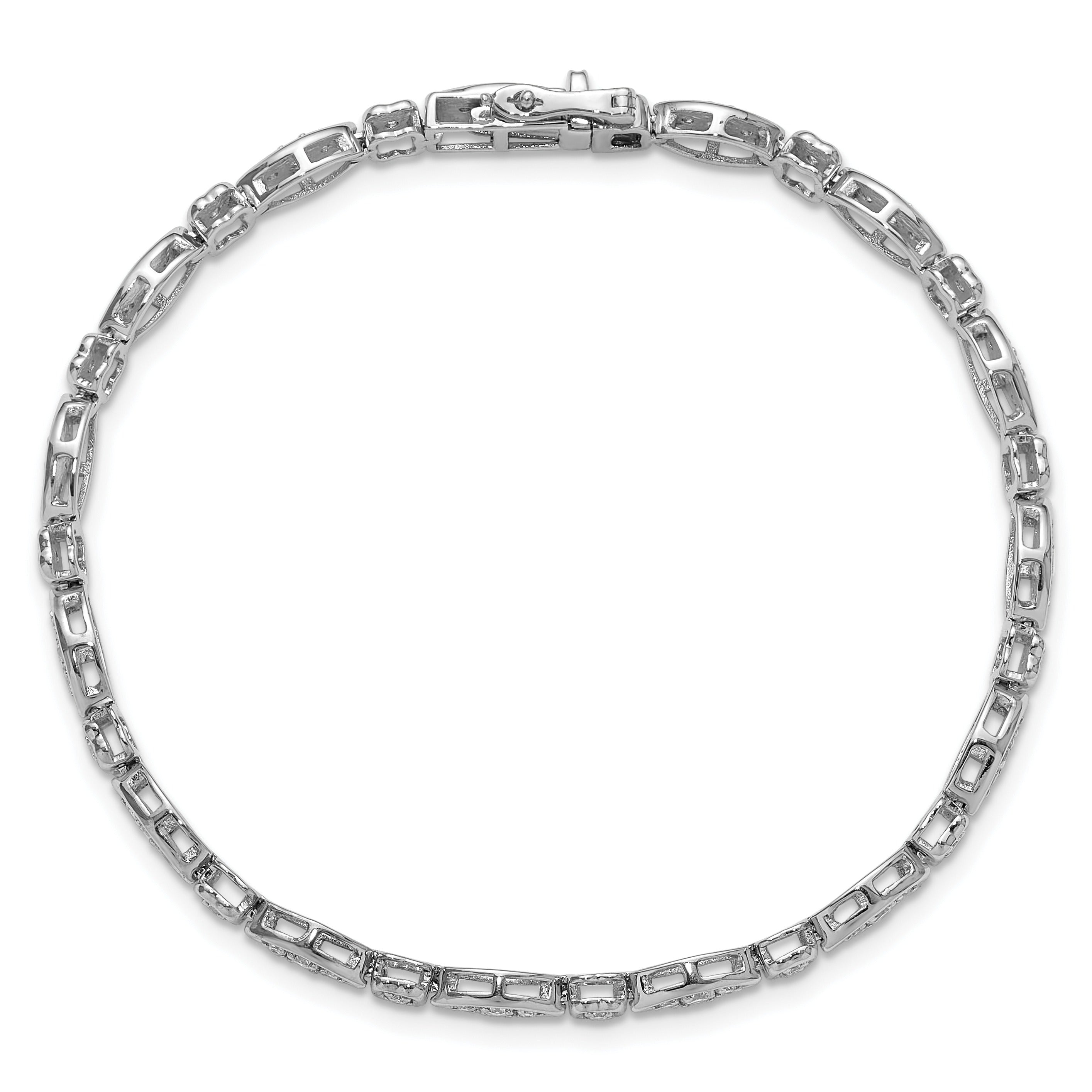 14k White Gold 1 carat Lab Grown Diamond 7 inch Fancy Bracelet